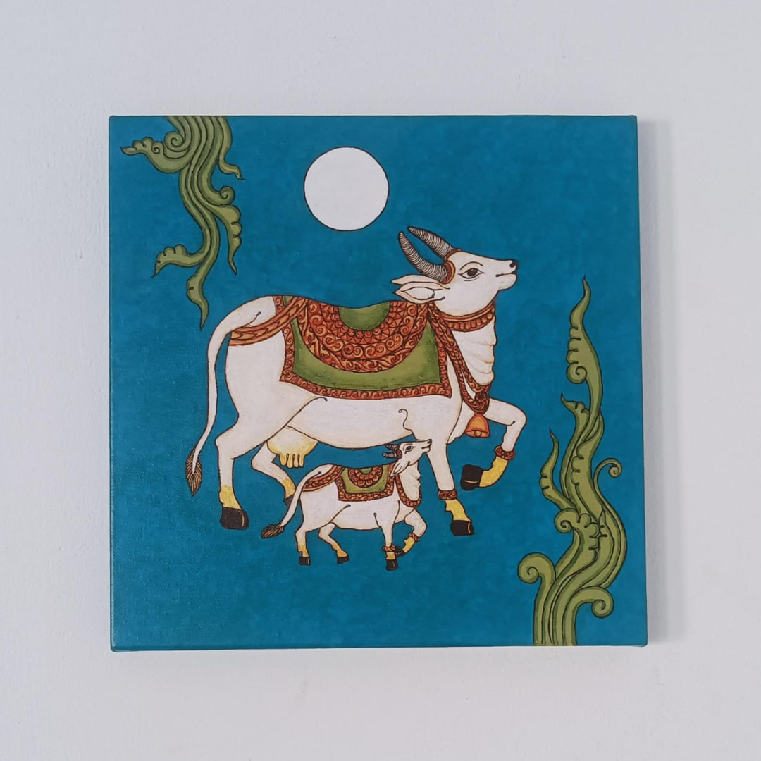 Kamadhenu and Nandi: Indian Traditional Art