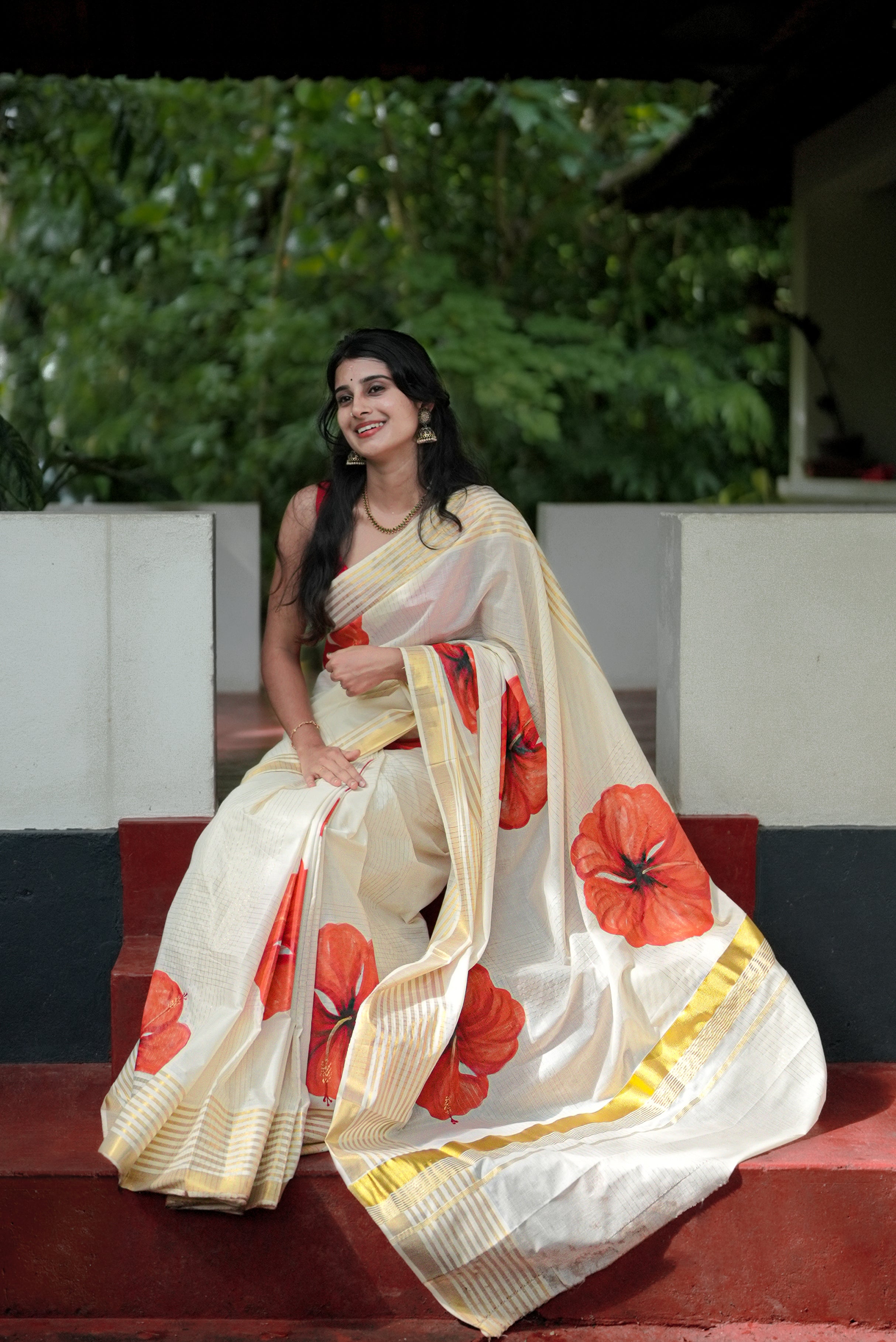 Thiruvona Chembarathi Hand Painted Kerala Saree