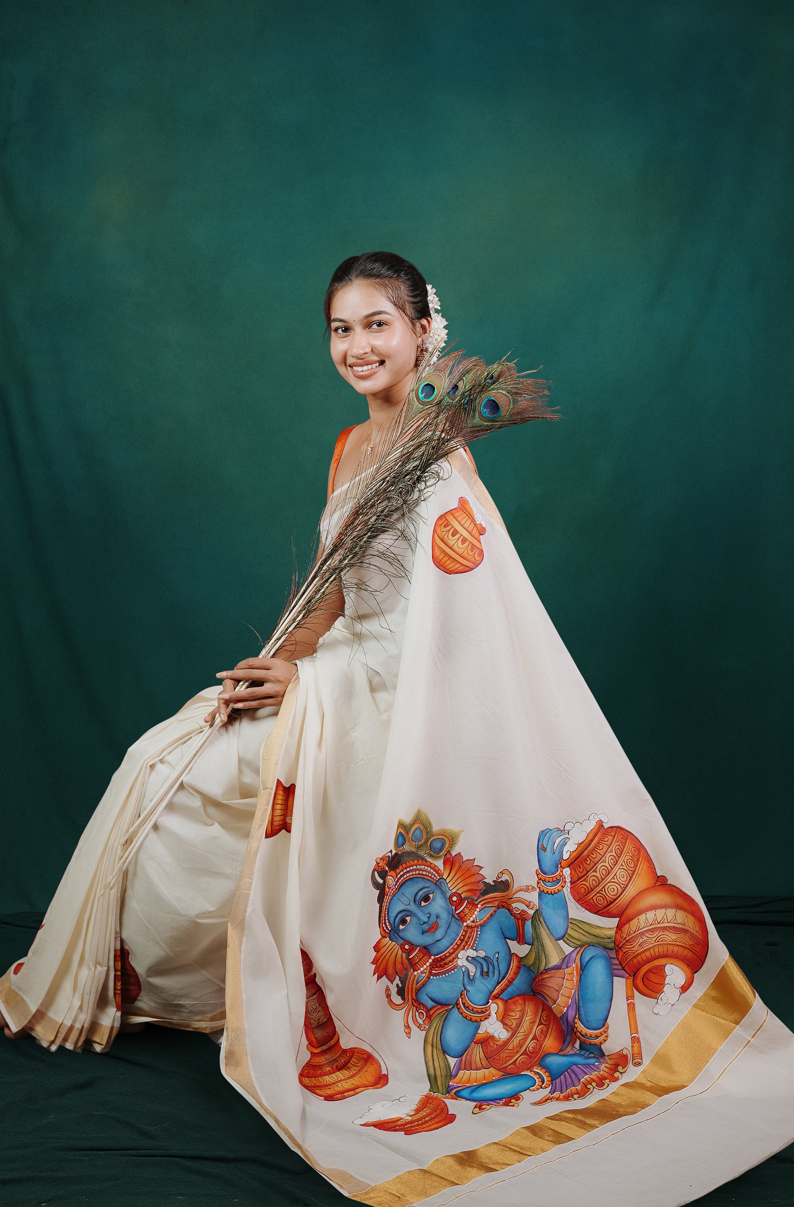 Little Krishna with Pot Saree