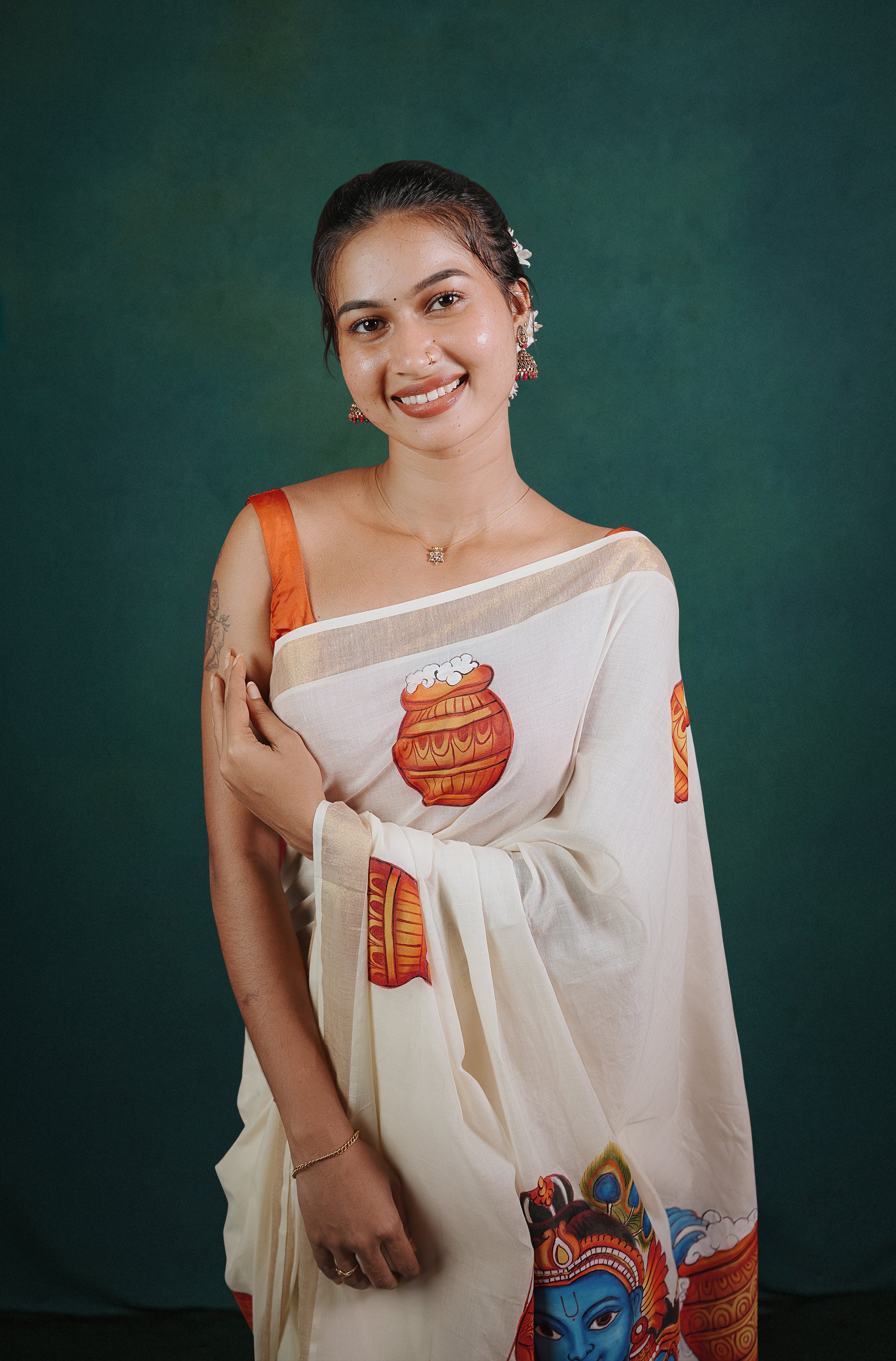 Little Krishna with Pot Saree