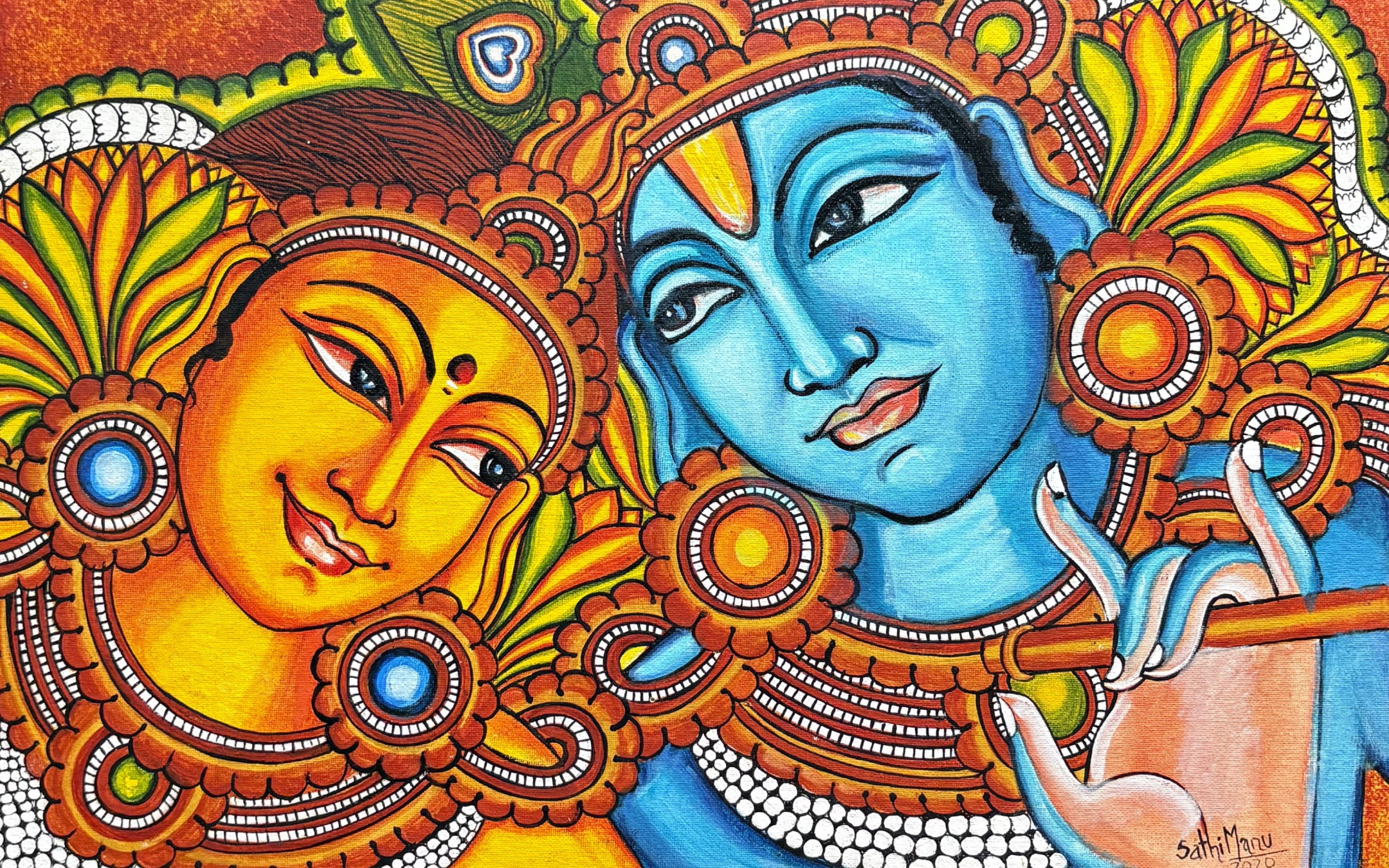 Radha Krishna – Eternal Love - Kerala Mural Painting