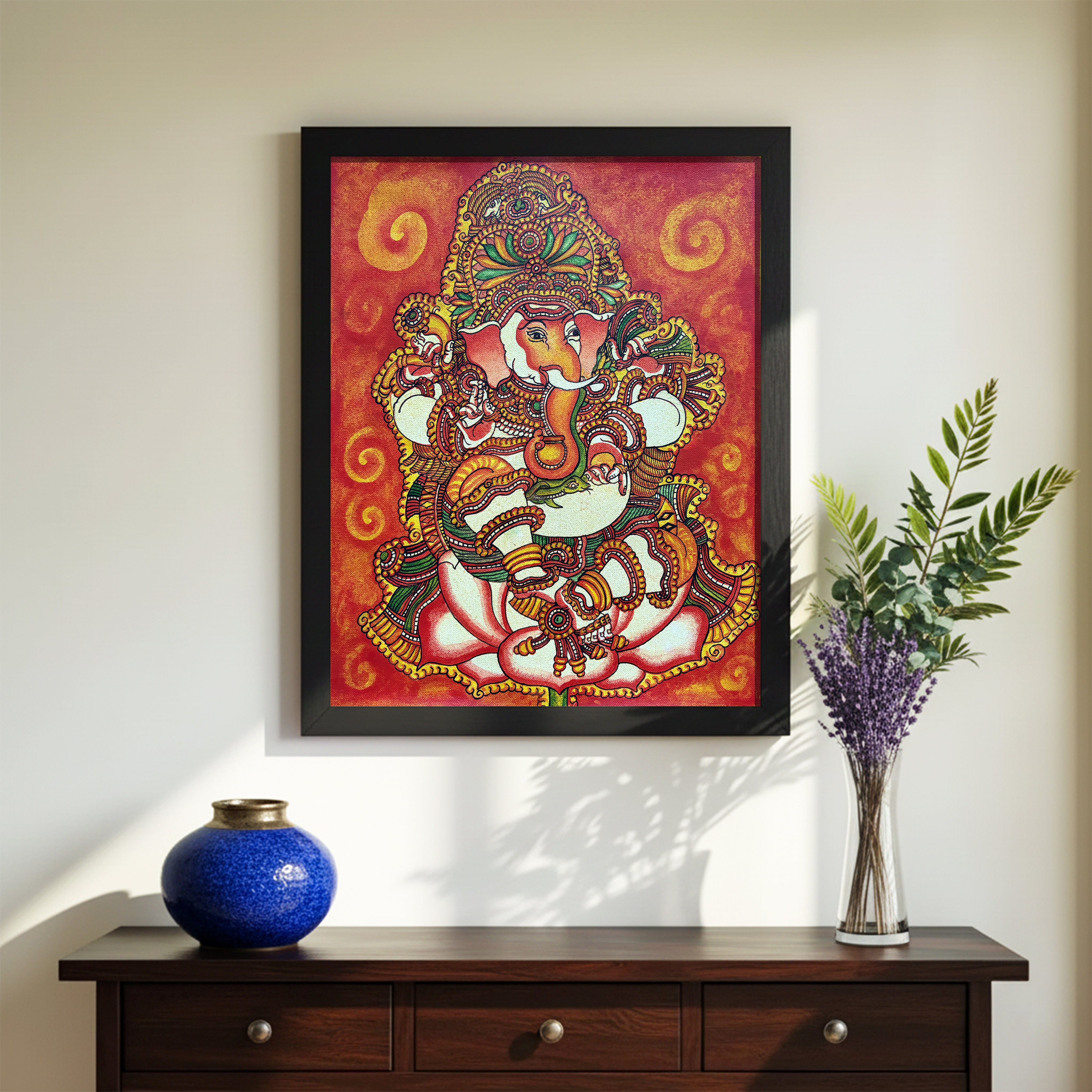 Montanari Papagallo 油彩画 50x70 cm Thodeekkalam Ganapathy Mural Painting | Fabus Frames