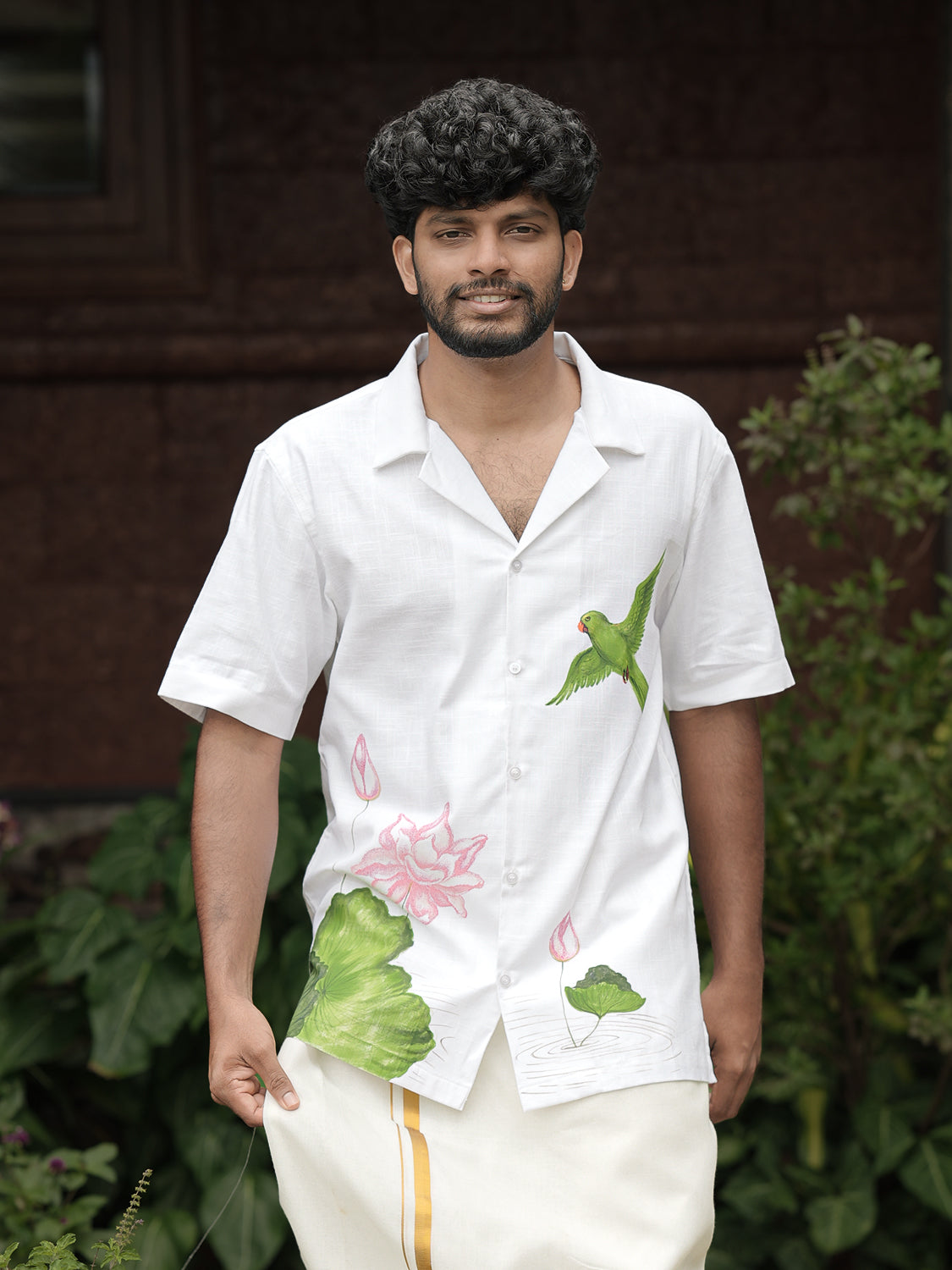 Lotus Bloom Hand-Painted Shirt