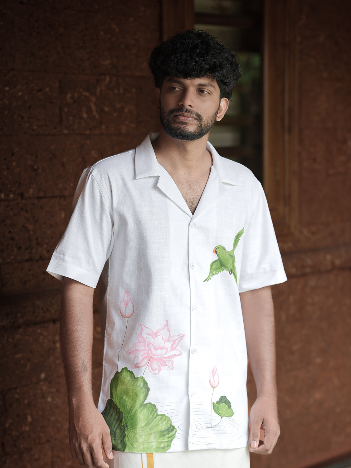 Lotus Bloom Hand-Painted Shirt
