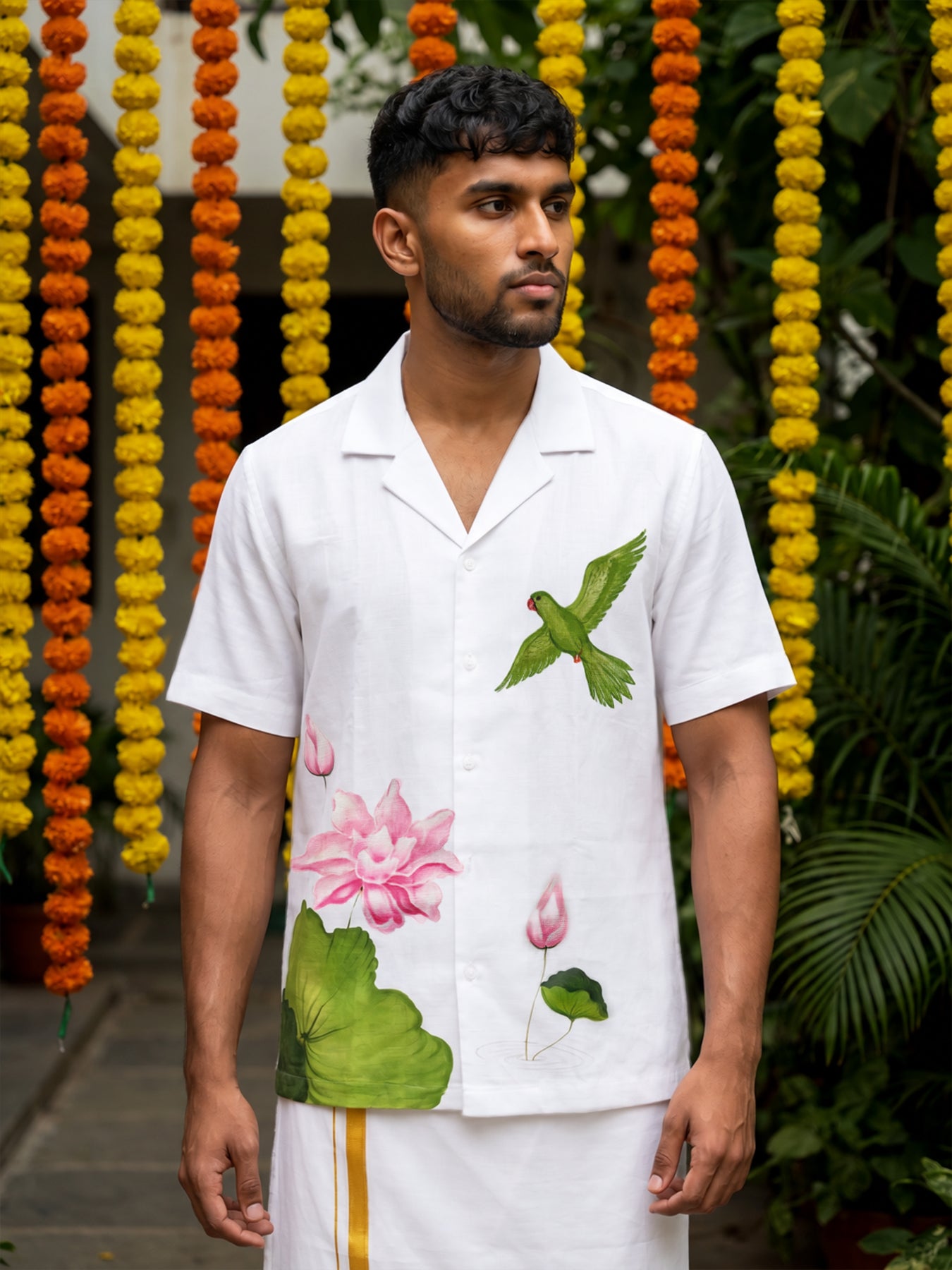 Lotus Bloom Hand-Painted Shirt
