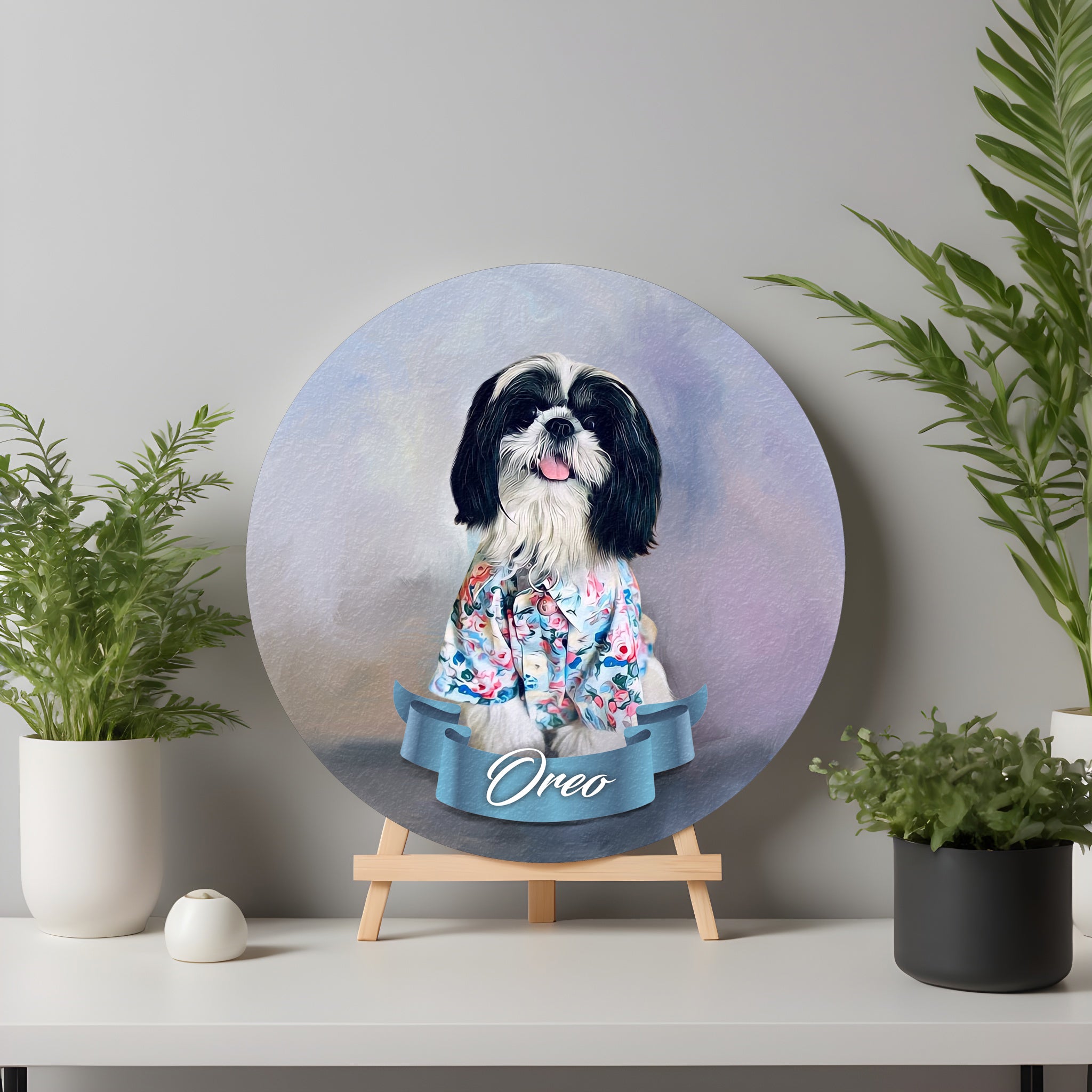 Digital Round Canvas Pet Portraits