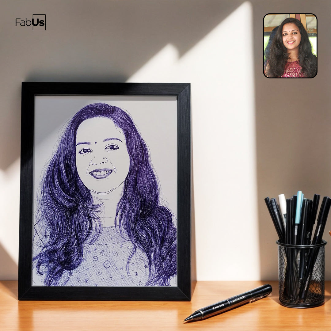 Portrait Made of Ball Pen from Photos