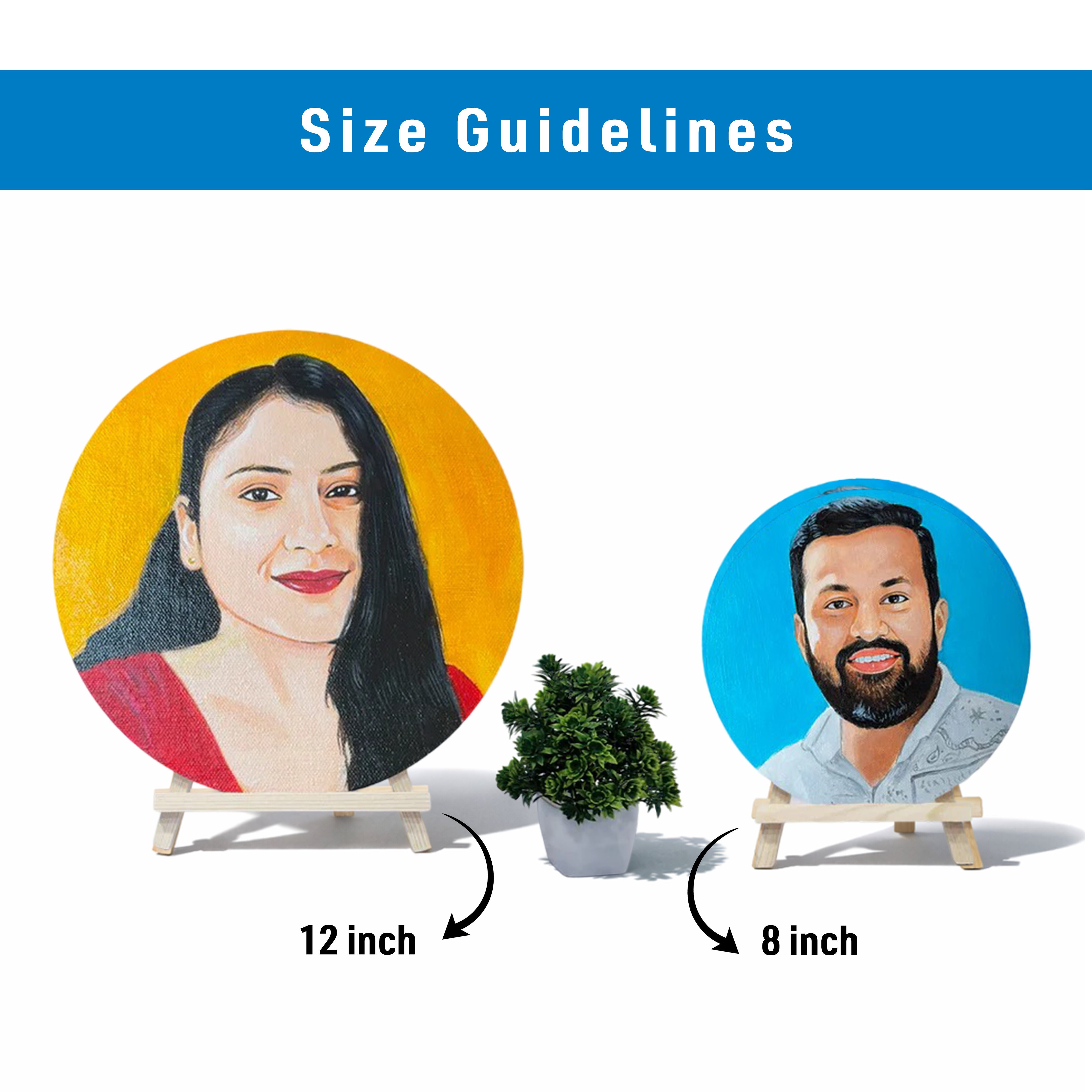 Handmade Acrylic Round Canvas Portrait