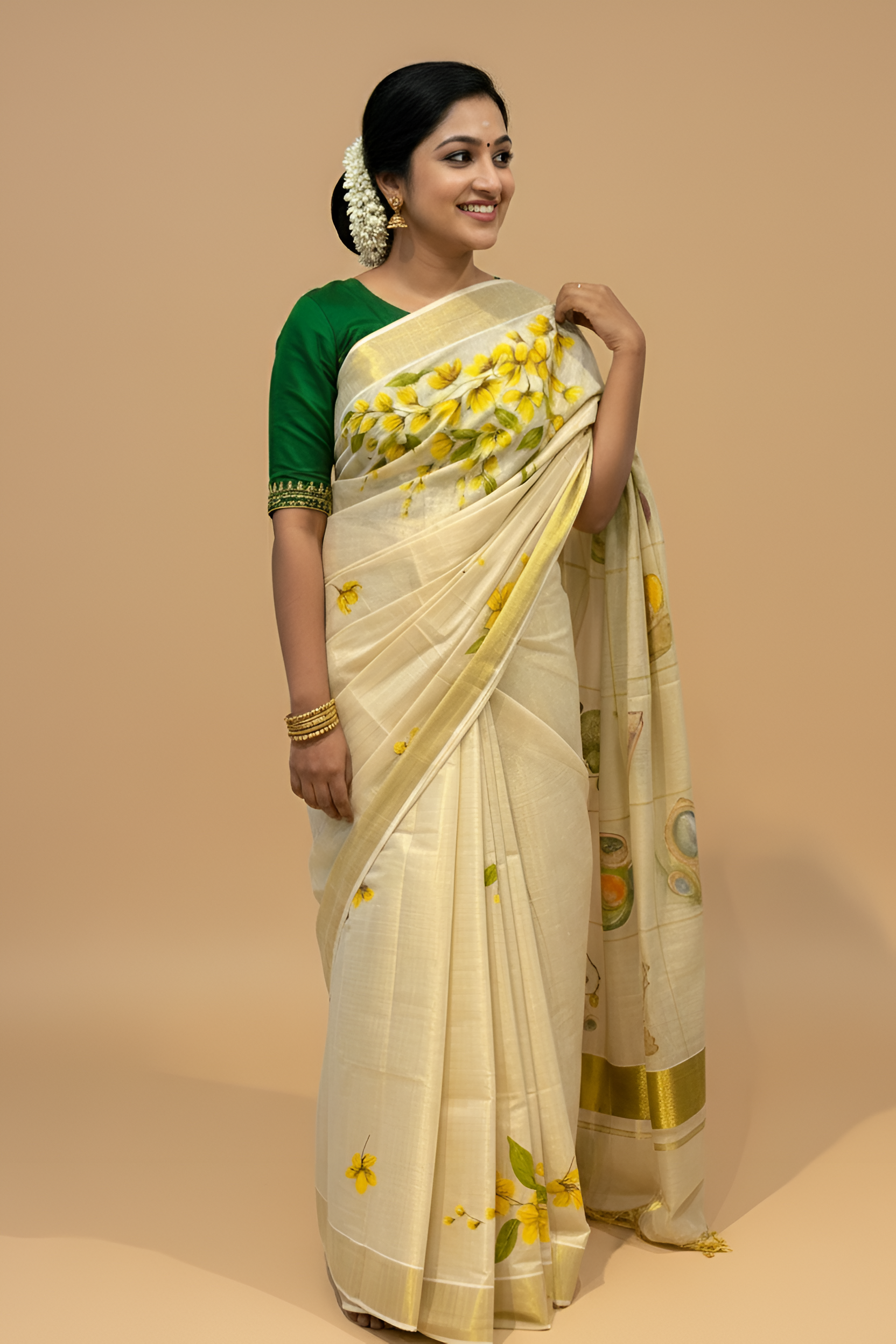 Kani Hand Painted Kerala Saree