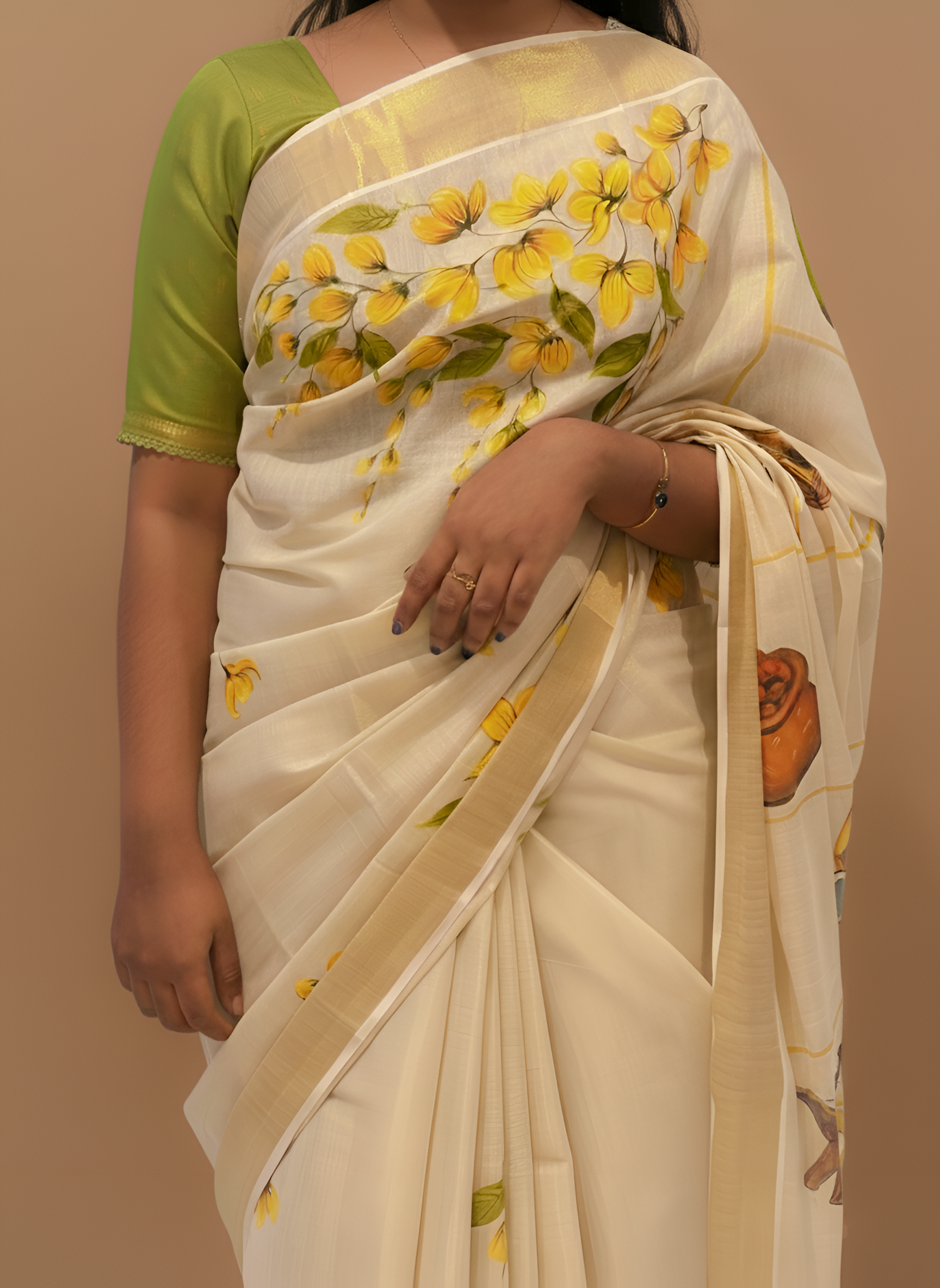 Kani Hand Painted Kerala Saree
