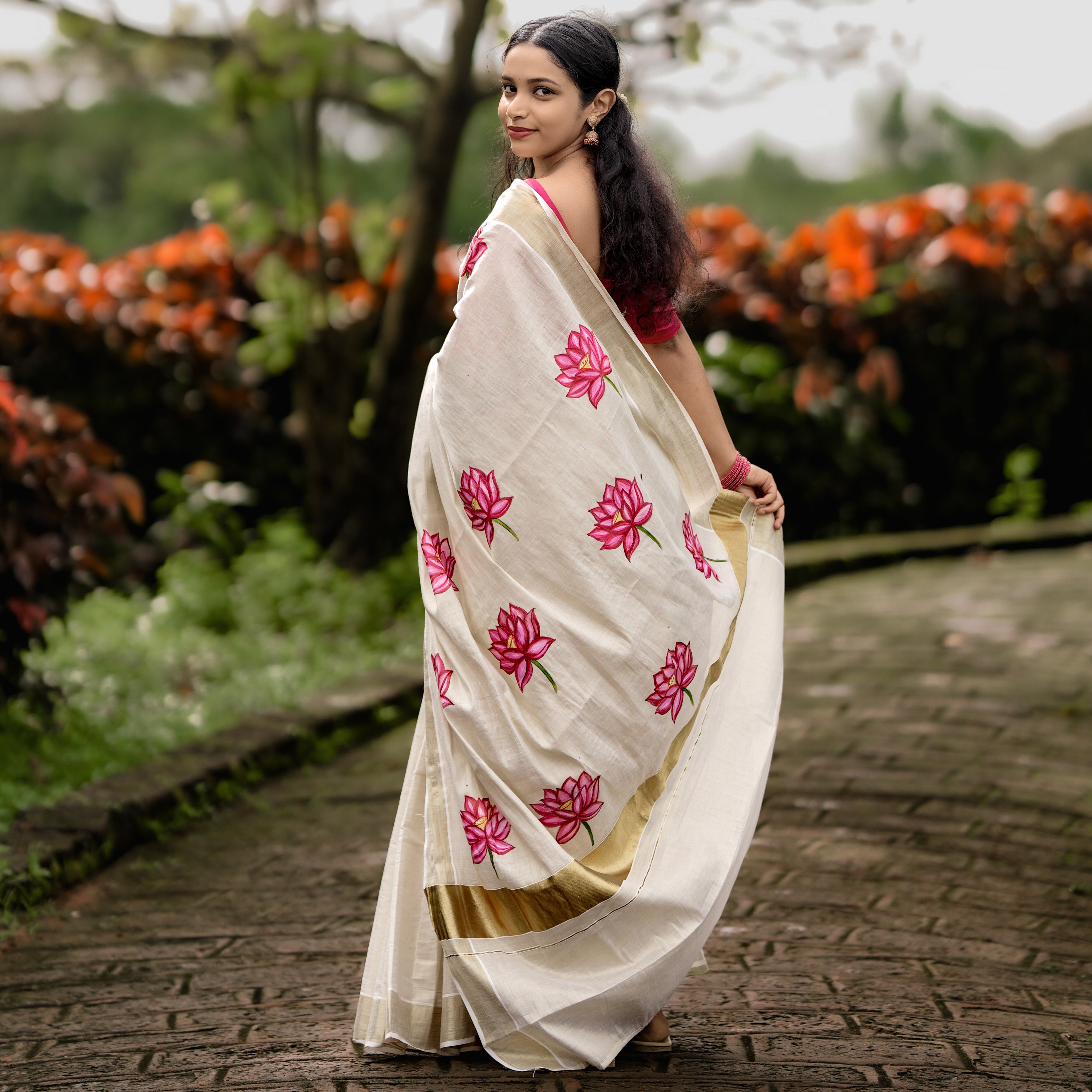 Pink Lotus Saree