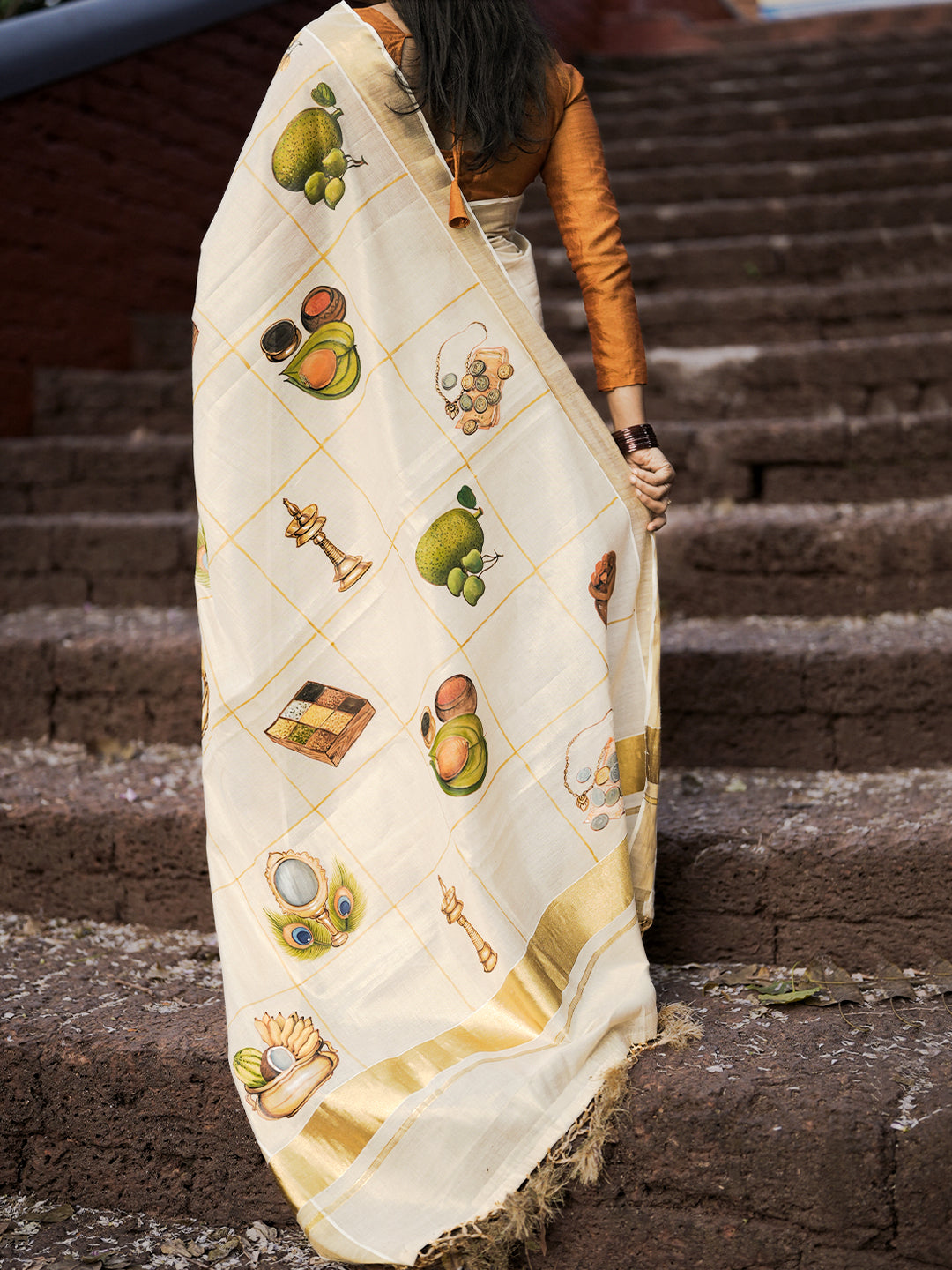 Kani hand painted Kerala cotton saree – Vishu special saree by Fabus Frames