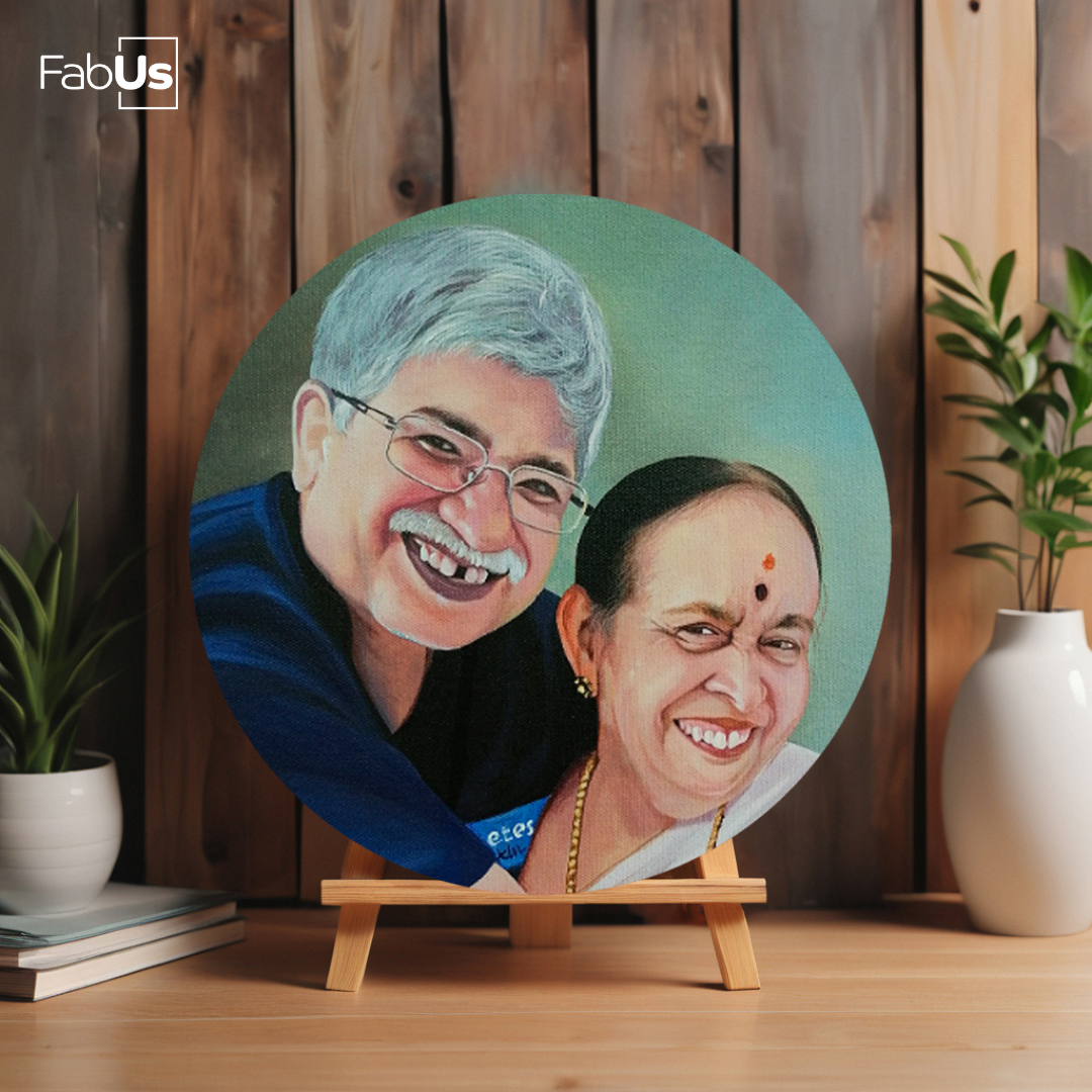 Handmade Acrylic Round Canvas Portrait