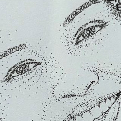 Close-up of the eyes in a hand-drawn portrait