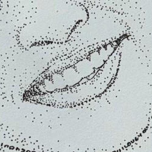 Close-up of a smile shaded with tiny dots