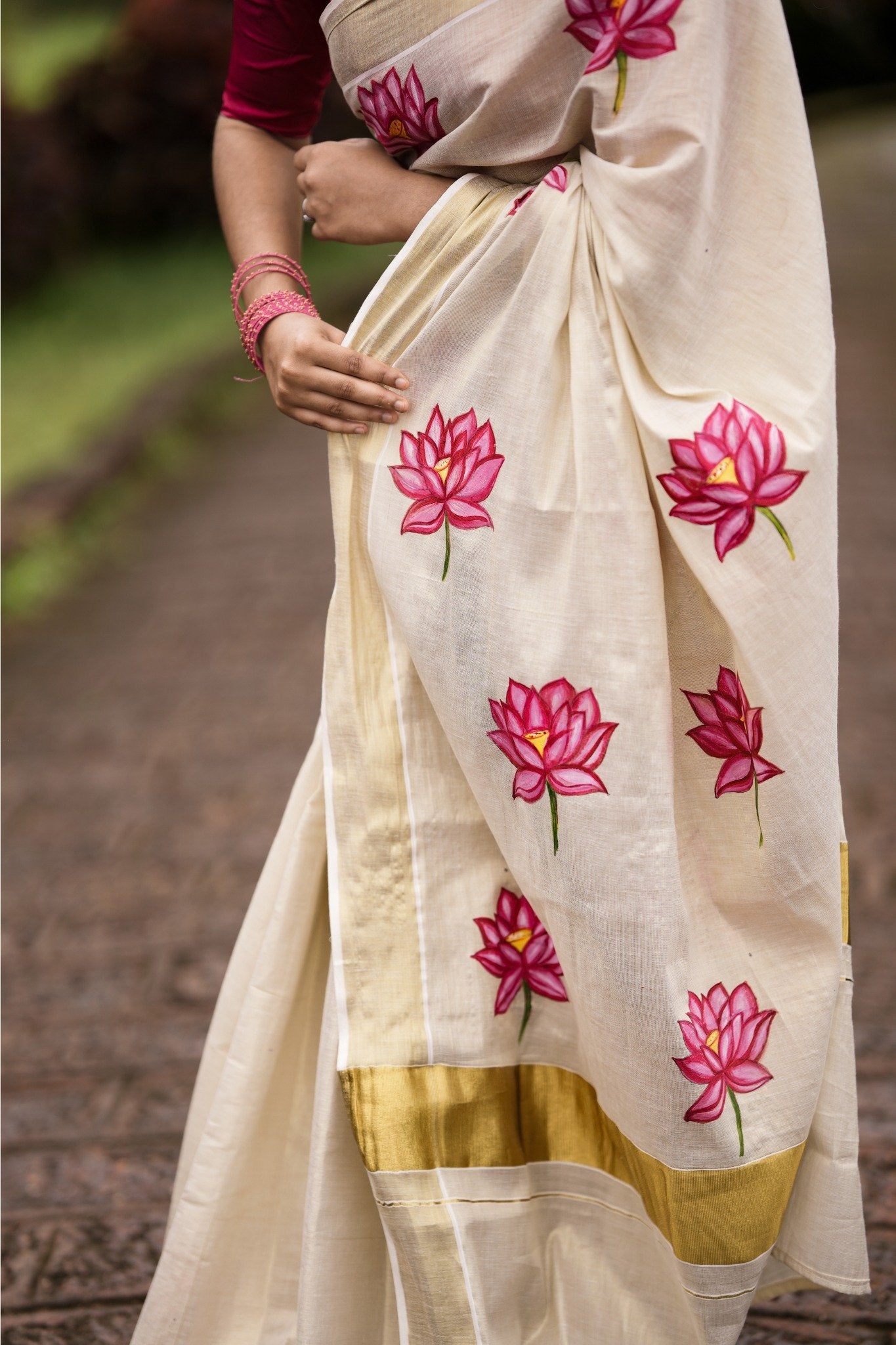Pink Lotus Saree