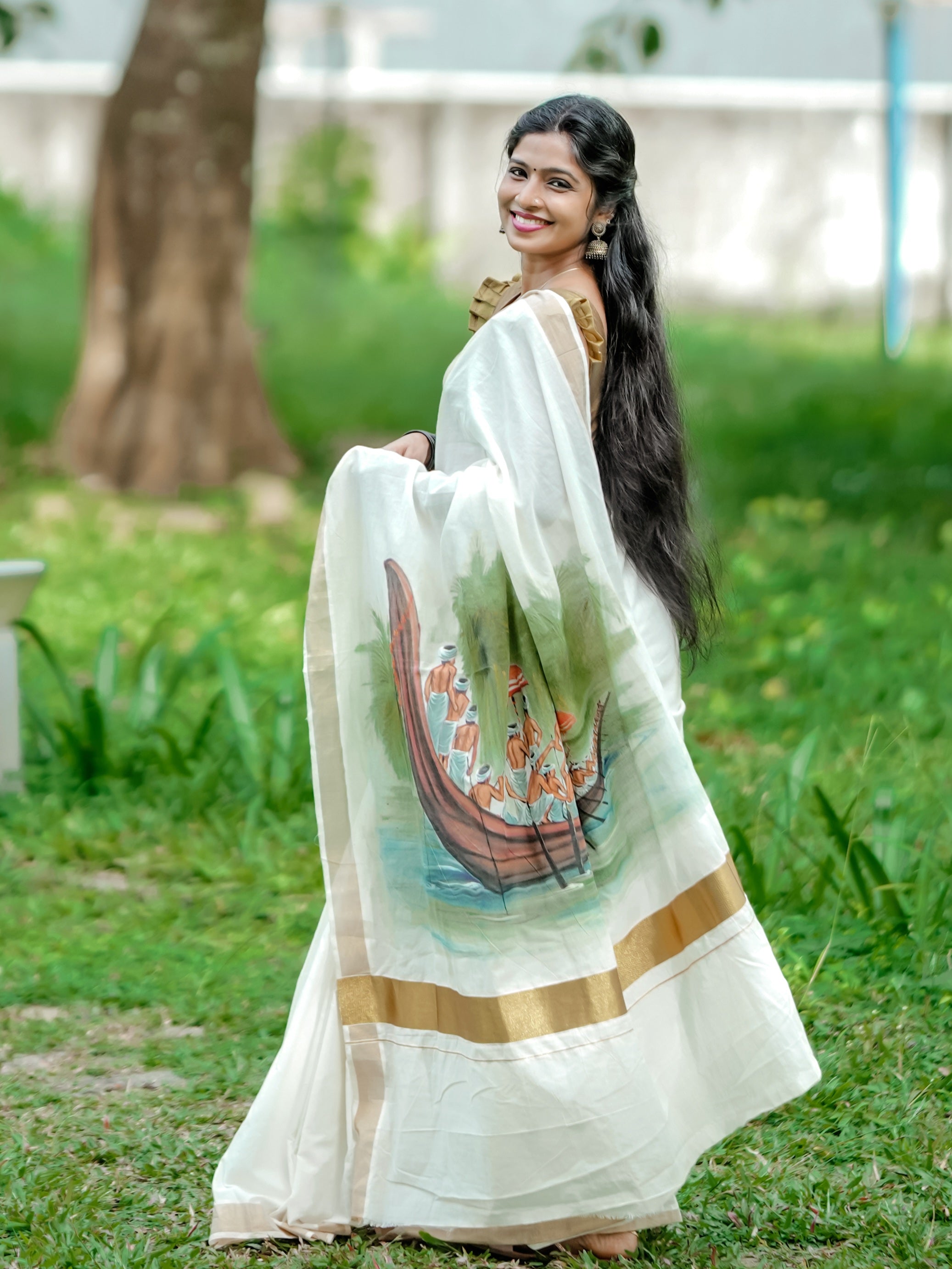 Vallam Kali (Boat Race) Saree