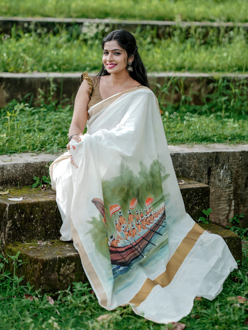 Vallam Kali (Boat Race) Saree