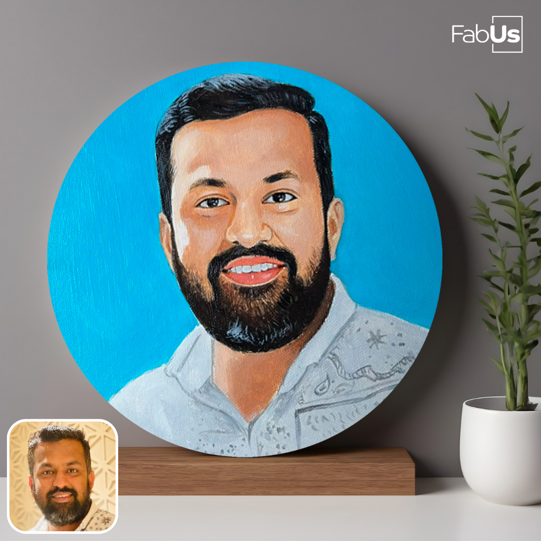 Handmade Acrylic Round Canvas Portrait