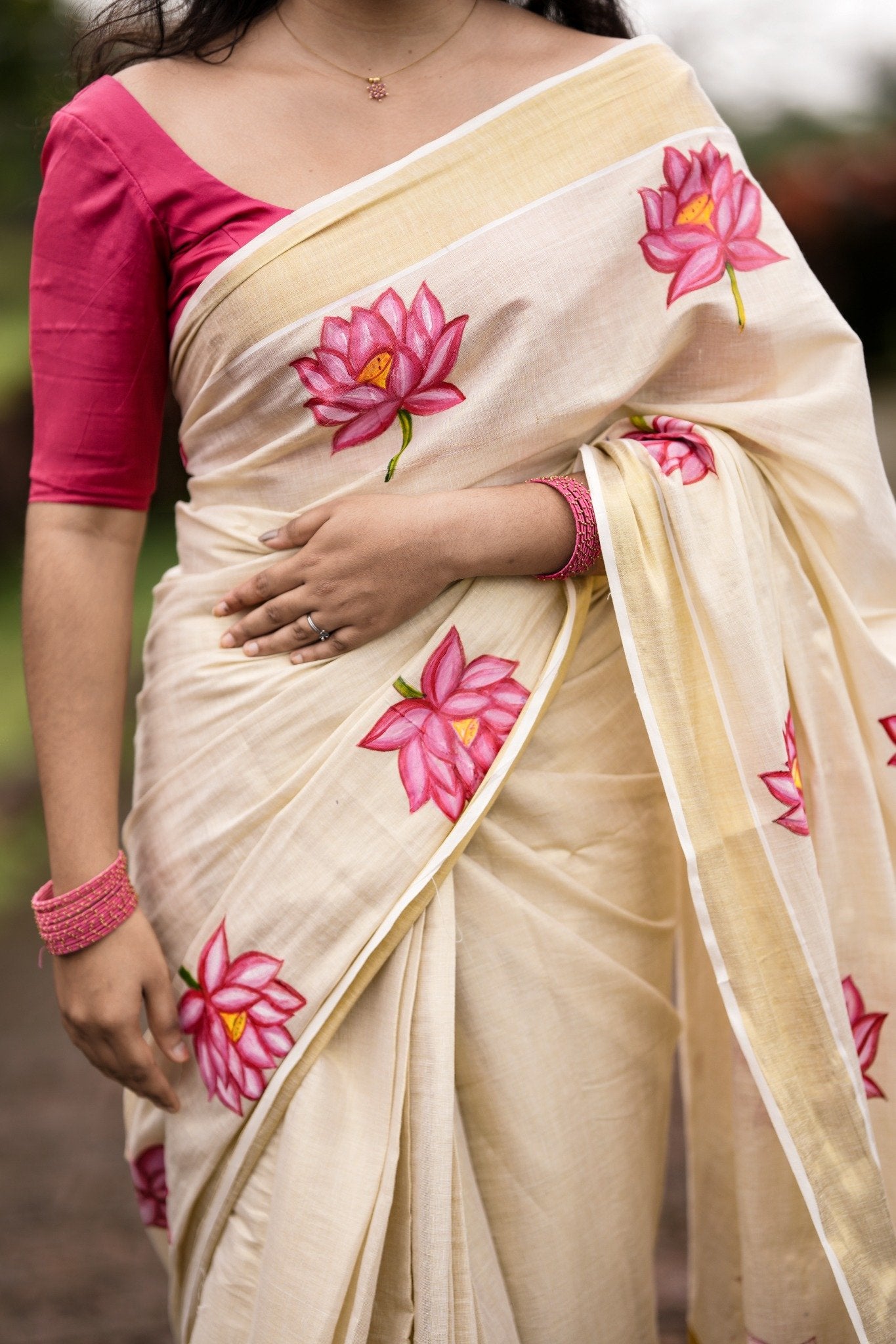 Pink Lotus Saree