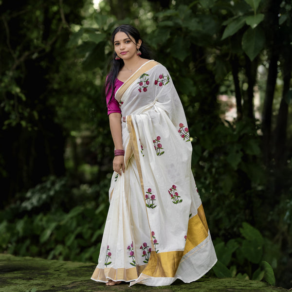 Vadarmalli Hand Painted Kerala Saree