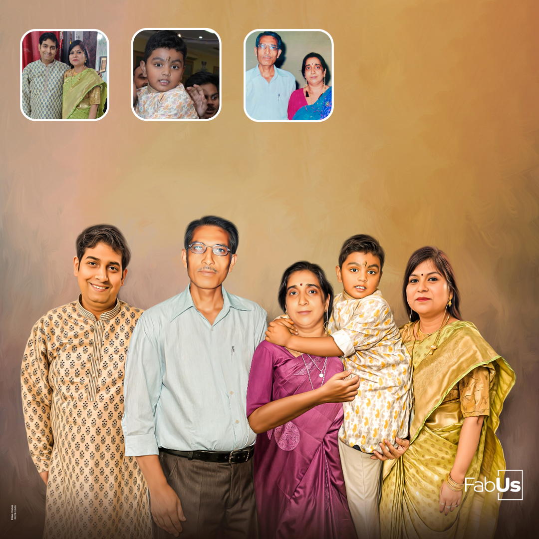 Family Portrait from Multiple Photos- Digital Merge Portrait