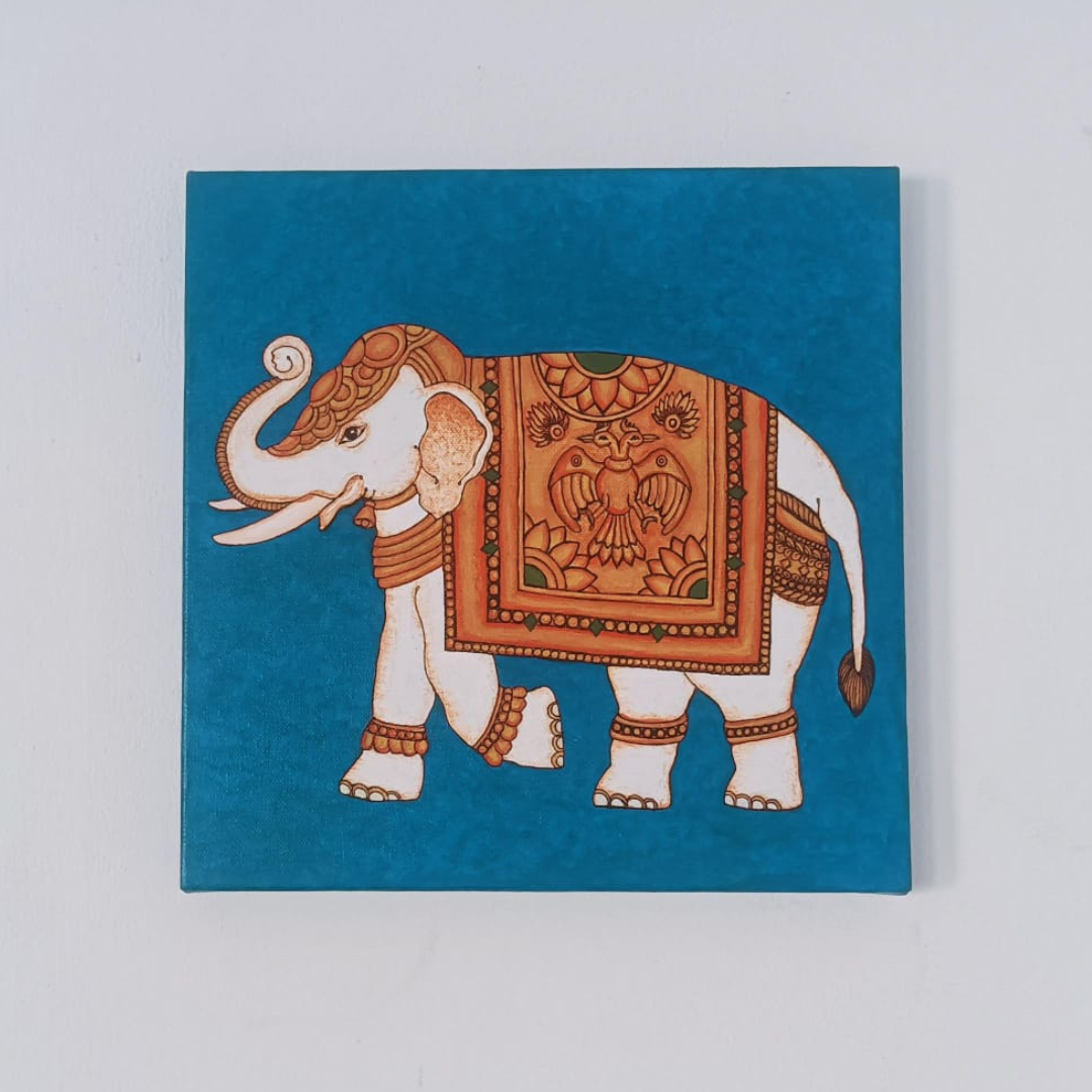 Royal Elephant or Airavata: The Majestic Sentinel - Handmade Indian Contemporary Art