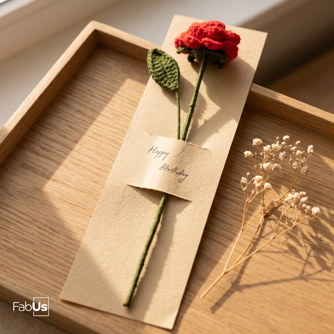 Crochet - Rose Wish Card