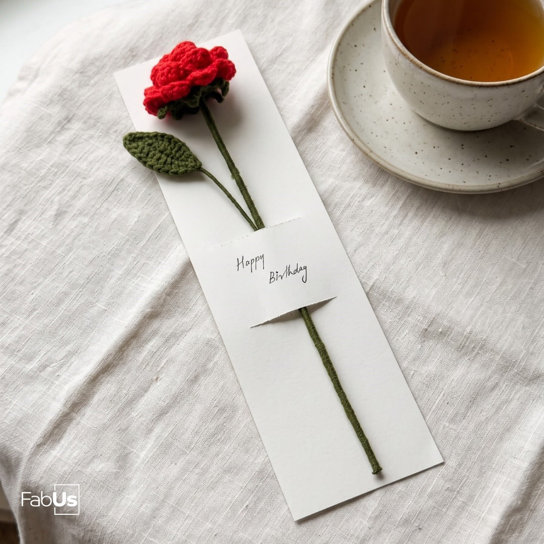Crochet - Rose Wish Card