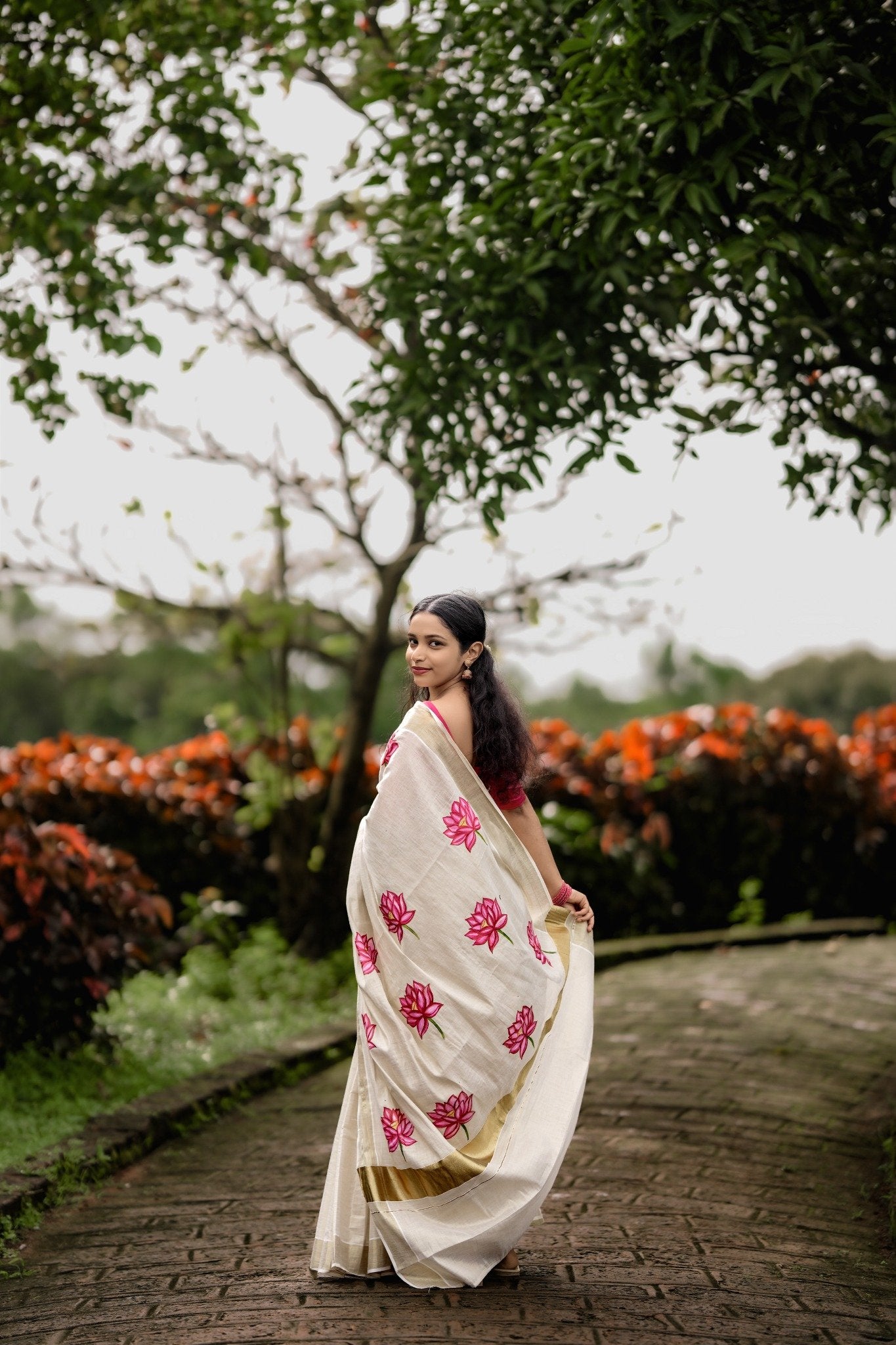 Pink Lotus Saree