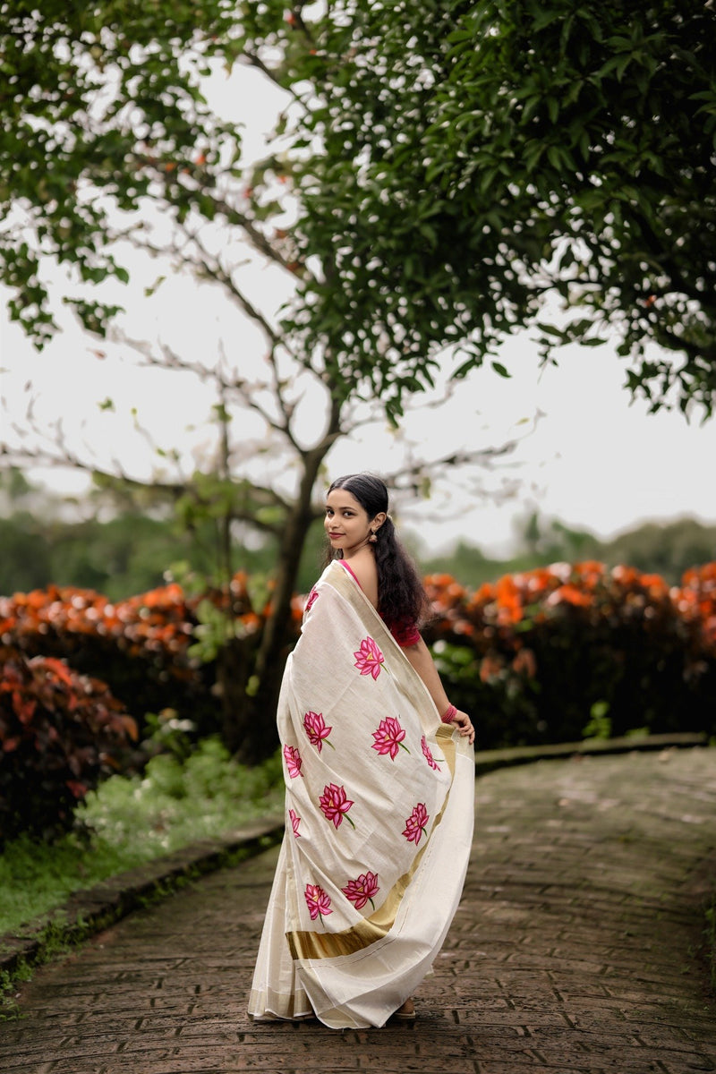 Pink Lotus Saree
