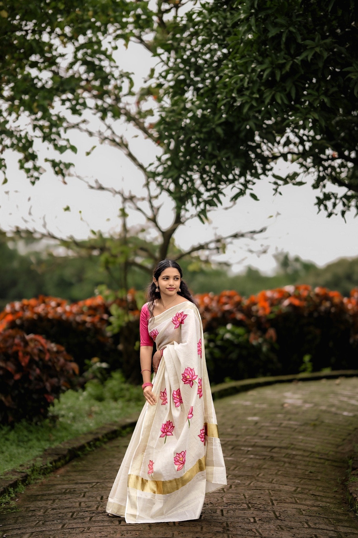Pink Lotus Saree