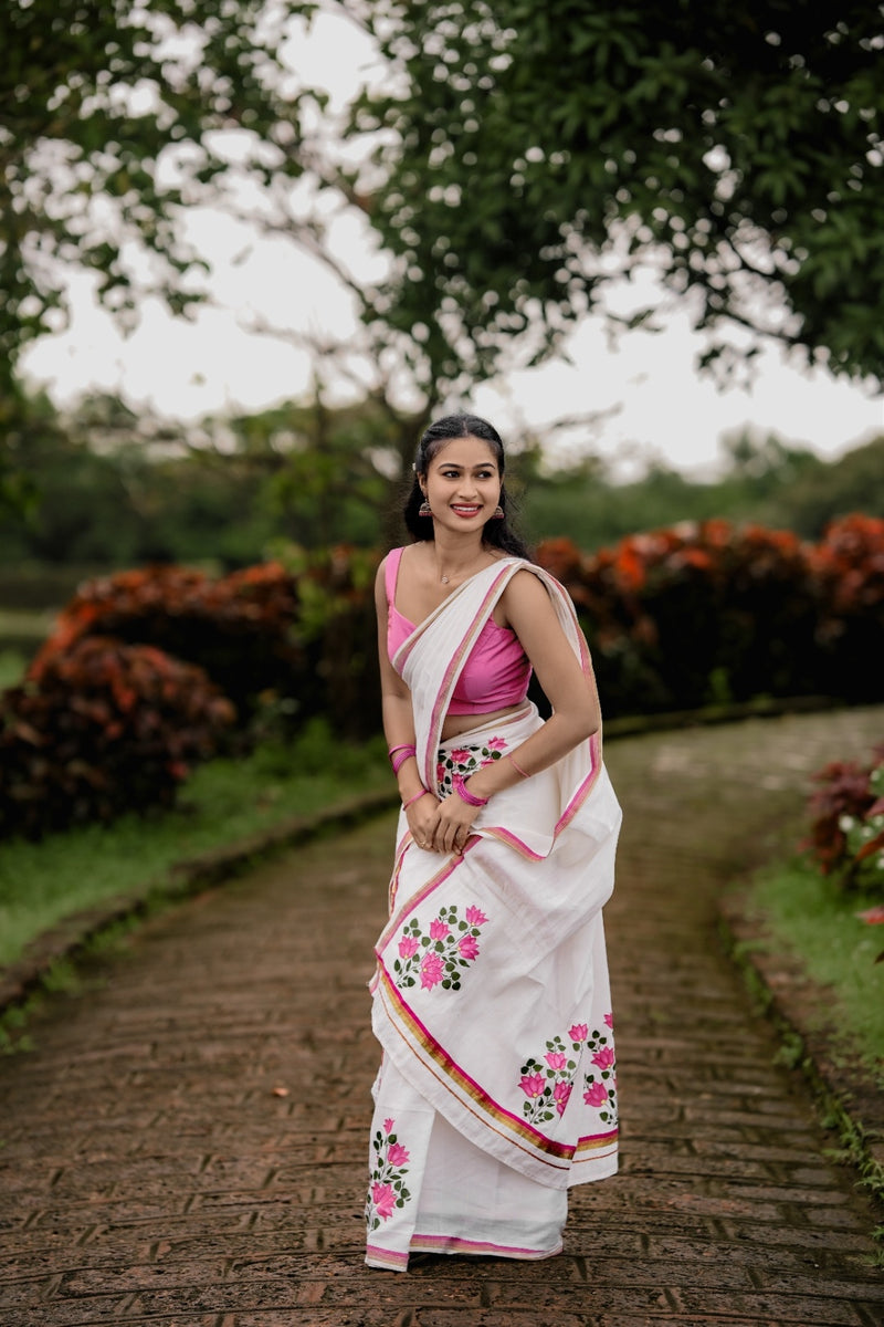 Pink Lotus - Set Mundu