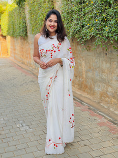Cherry Bloom Hand Painted Saree