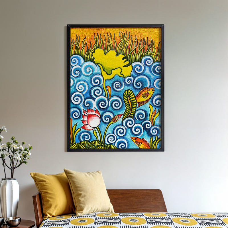 Lotus and Fish Mural painting