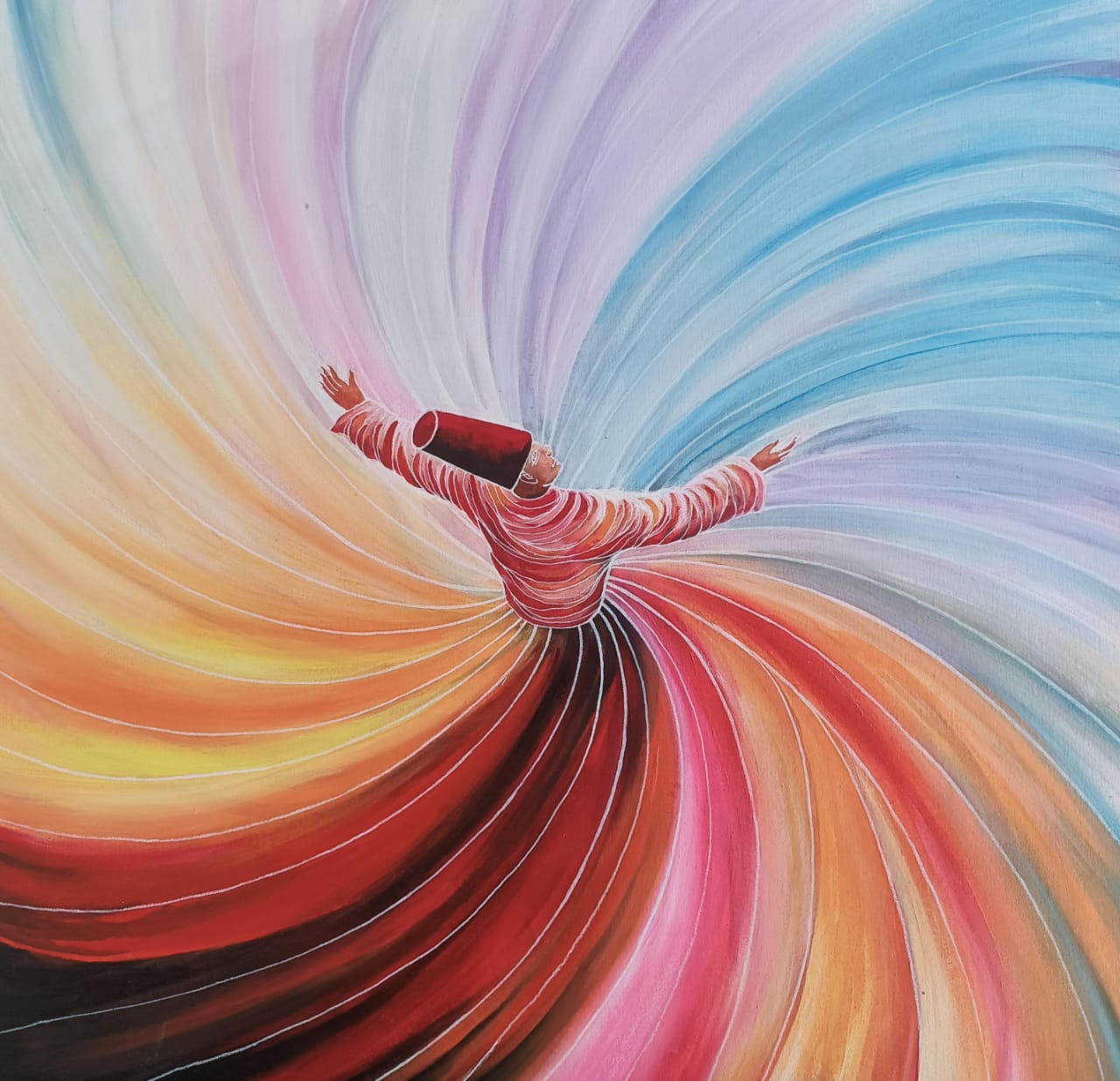 Sufi Whirl: A Rainbow of Mysticism - Handmade Contemporary Art
