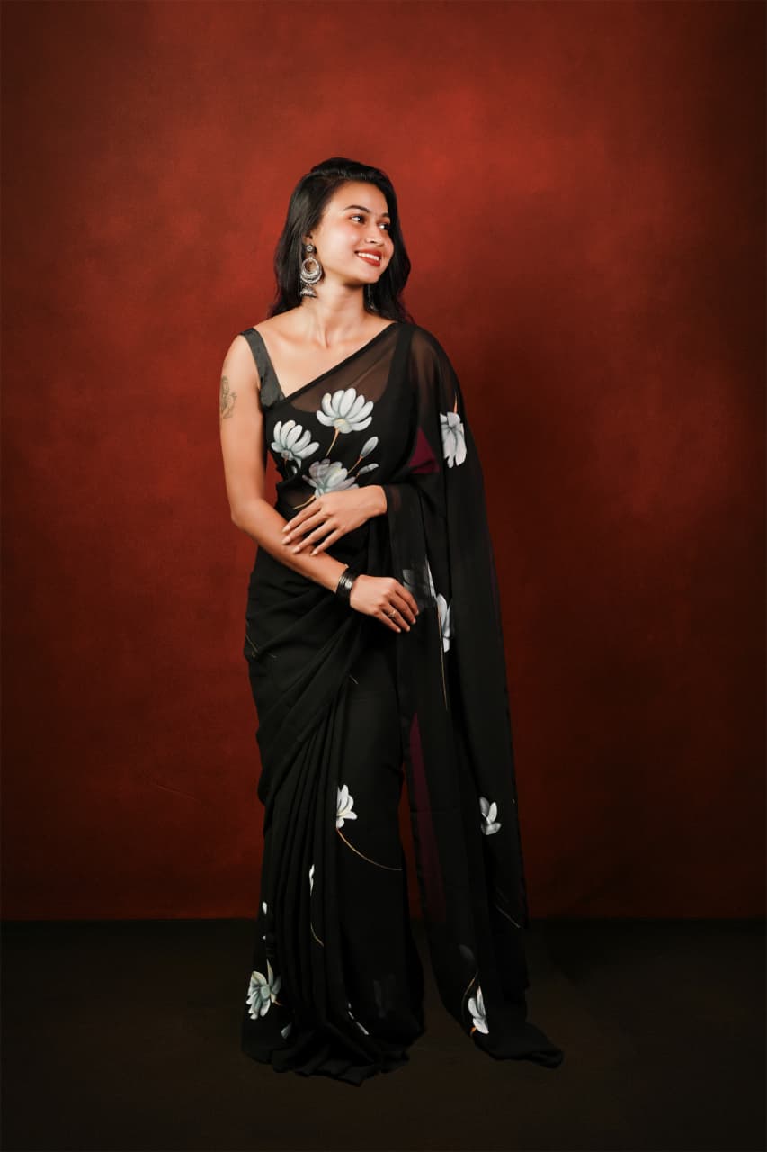 Black Lotus Saree