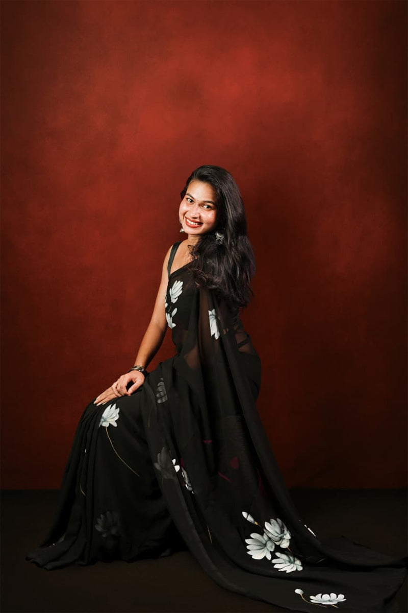 Black Lotus Saree