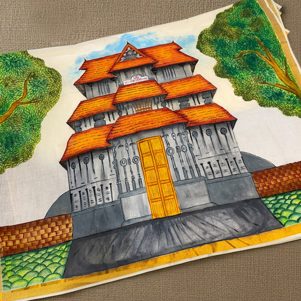 Vadakkumnatha Temple Kerala Mural Hand Painted Saree