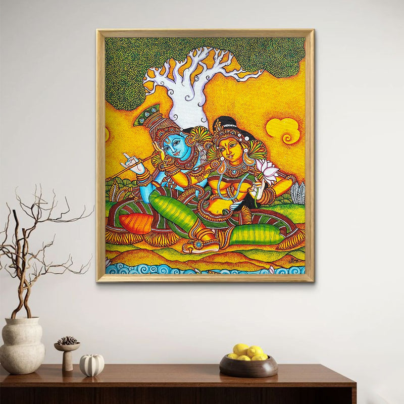 On the shore of love - Krishna Radha Mural Art