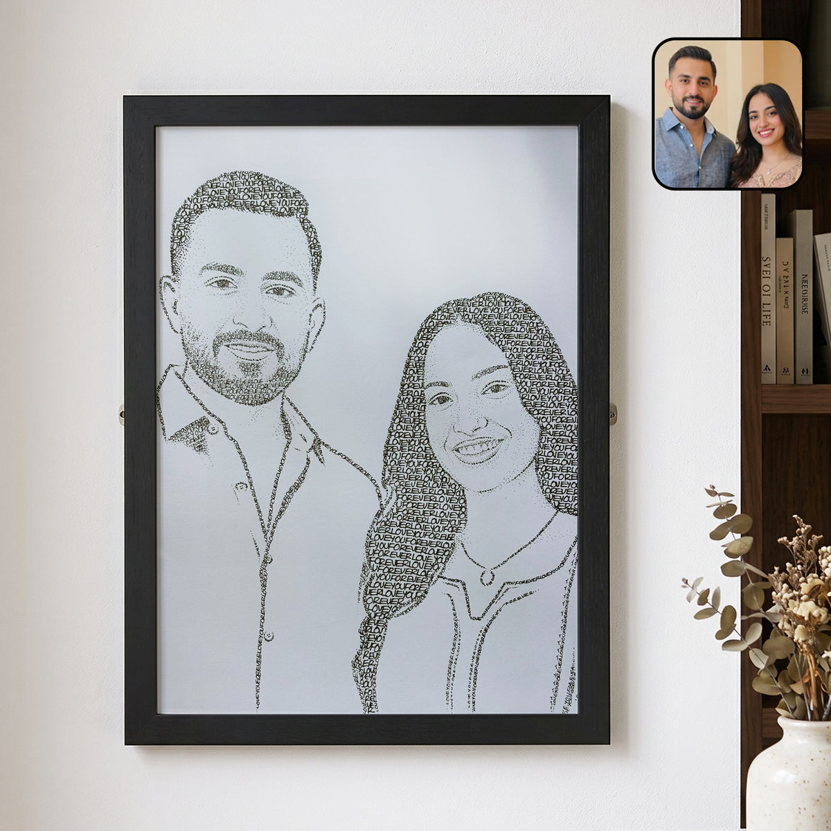 Portrait Made Using Words - Framed