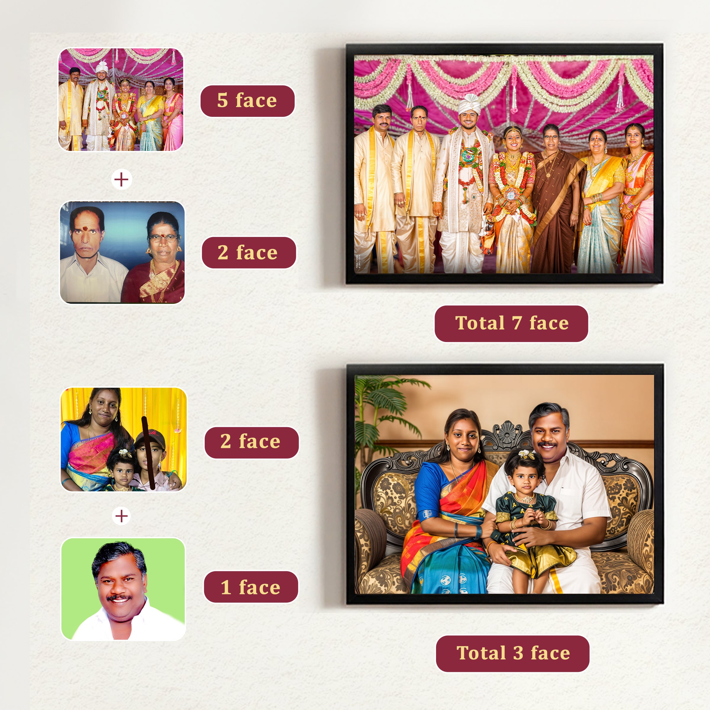 Family Portrait from Multiple Photos- Digital Merge Portrait