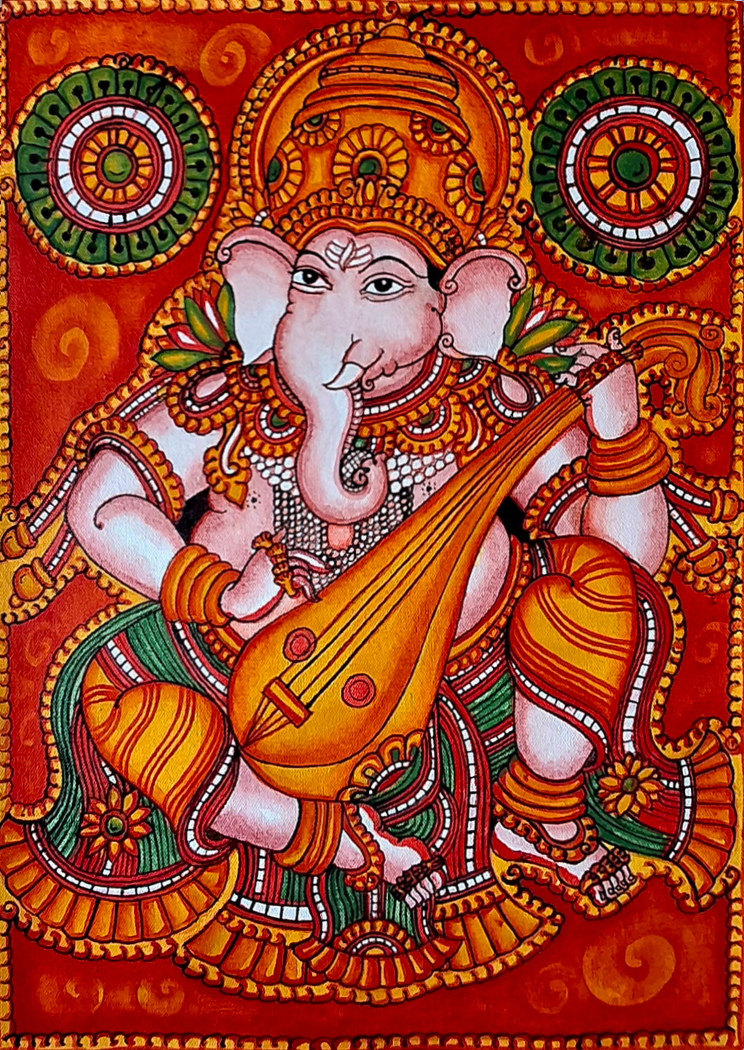 Veena Ganesha - Mural Painting