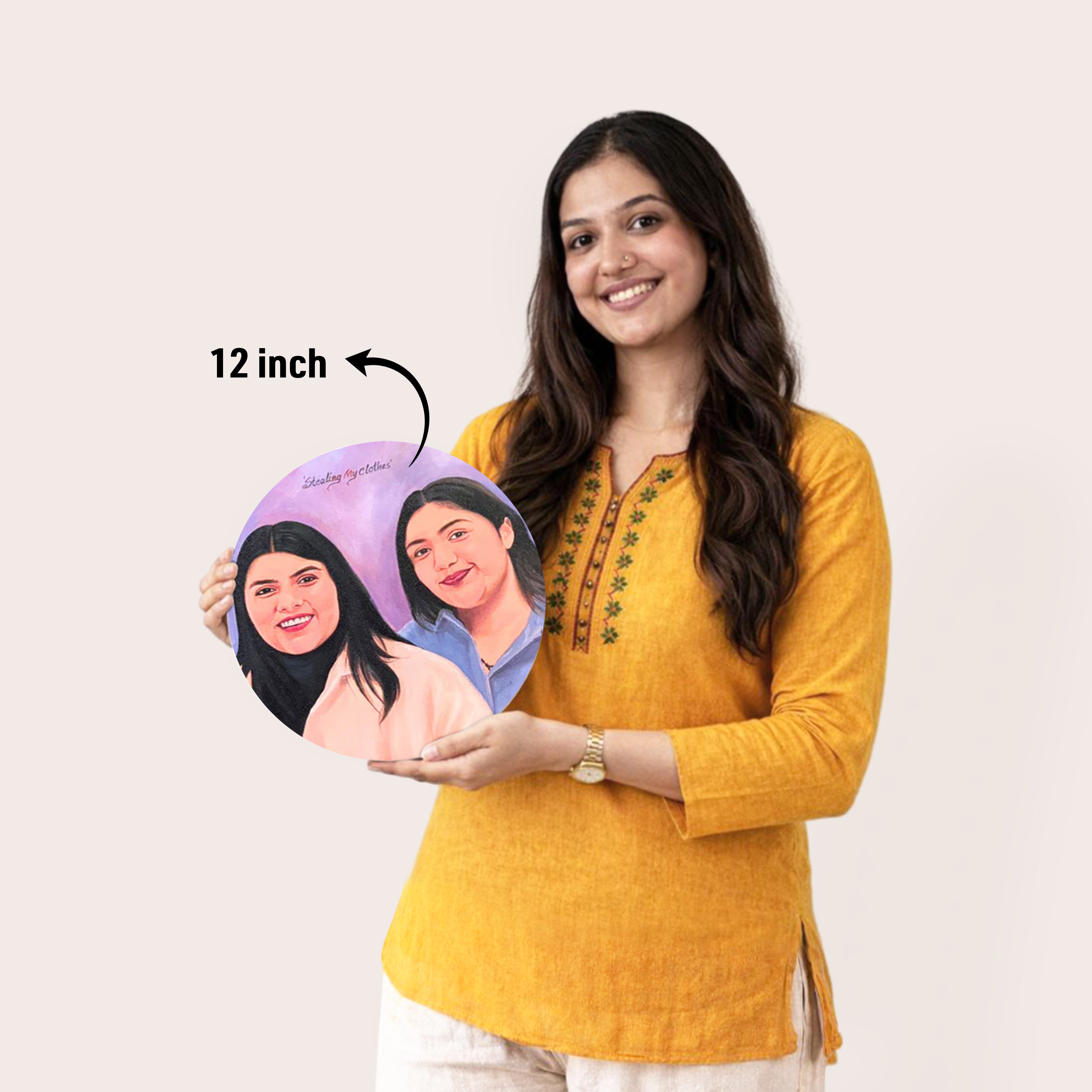 Handmade Acrylic Round Canvas Portrait