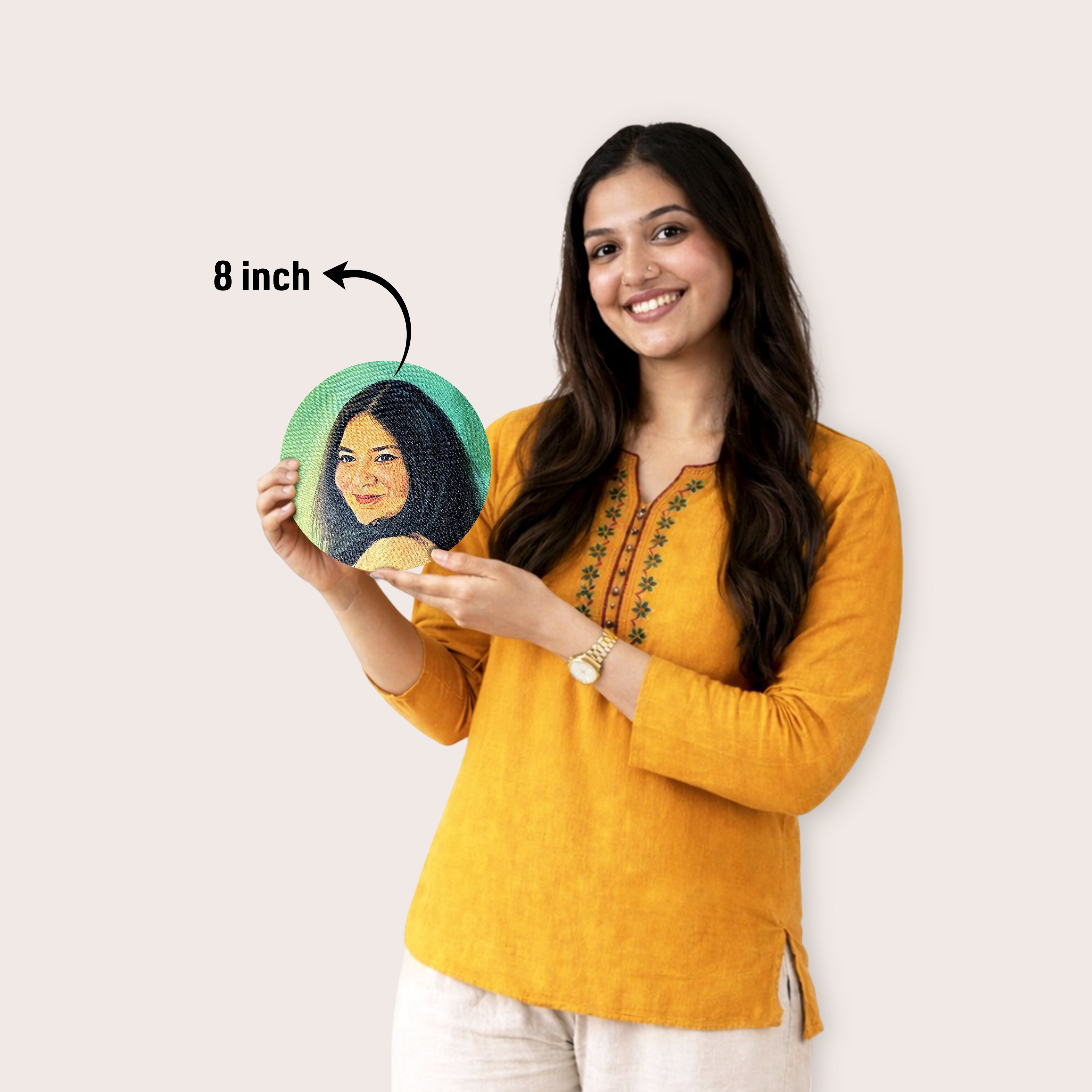 Handmade Acrylic Round Canvas Portrait