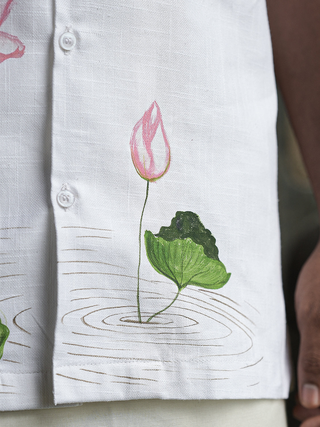 Lotus Bloom Hand-Painted Shirt