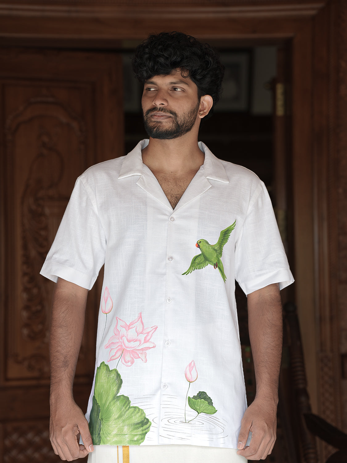 Lotus Bloom Hand-Painted Shirt