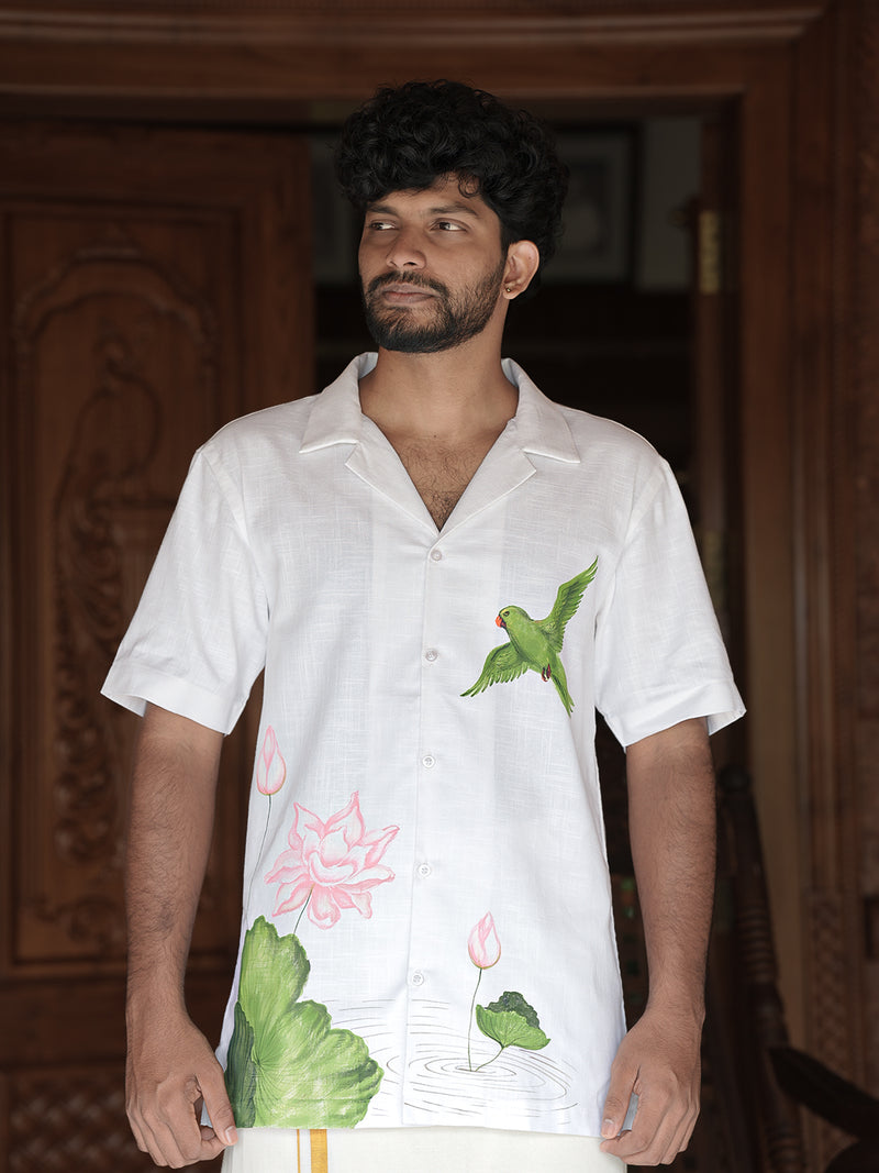 Lotus Bloom Hand-Painted Shirt
