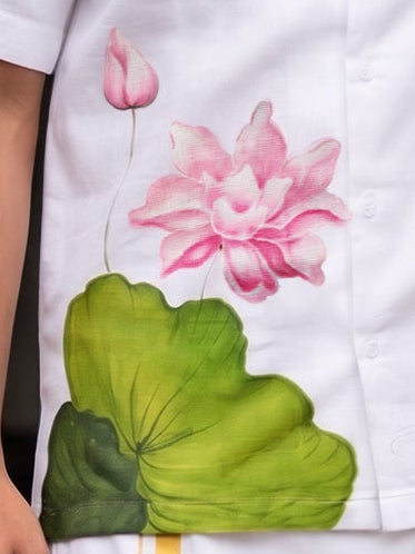 Lotus Bloom Hand-Painted Shirt