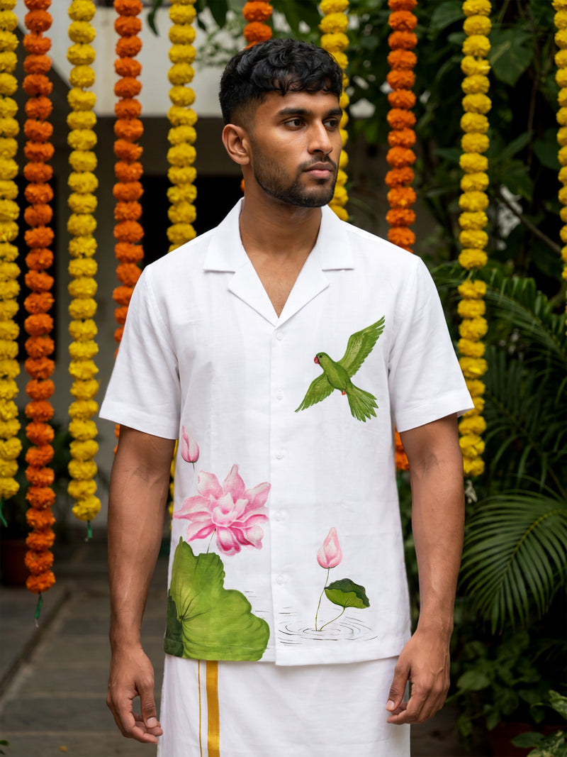 Lotus Bloom Hand-Painted Shirt